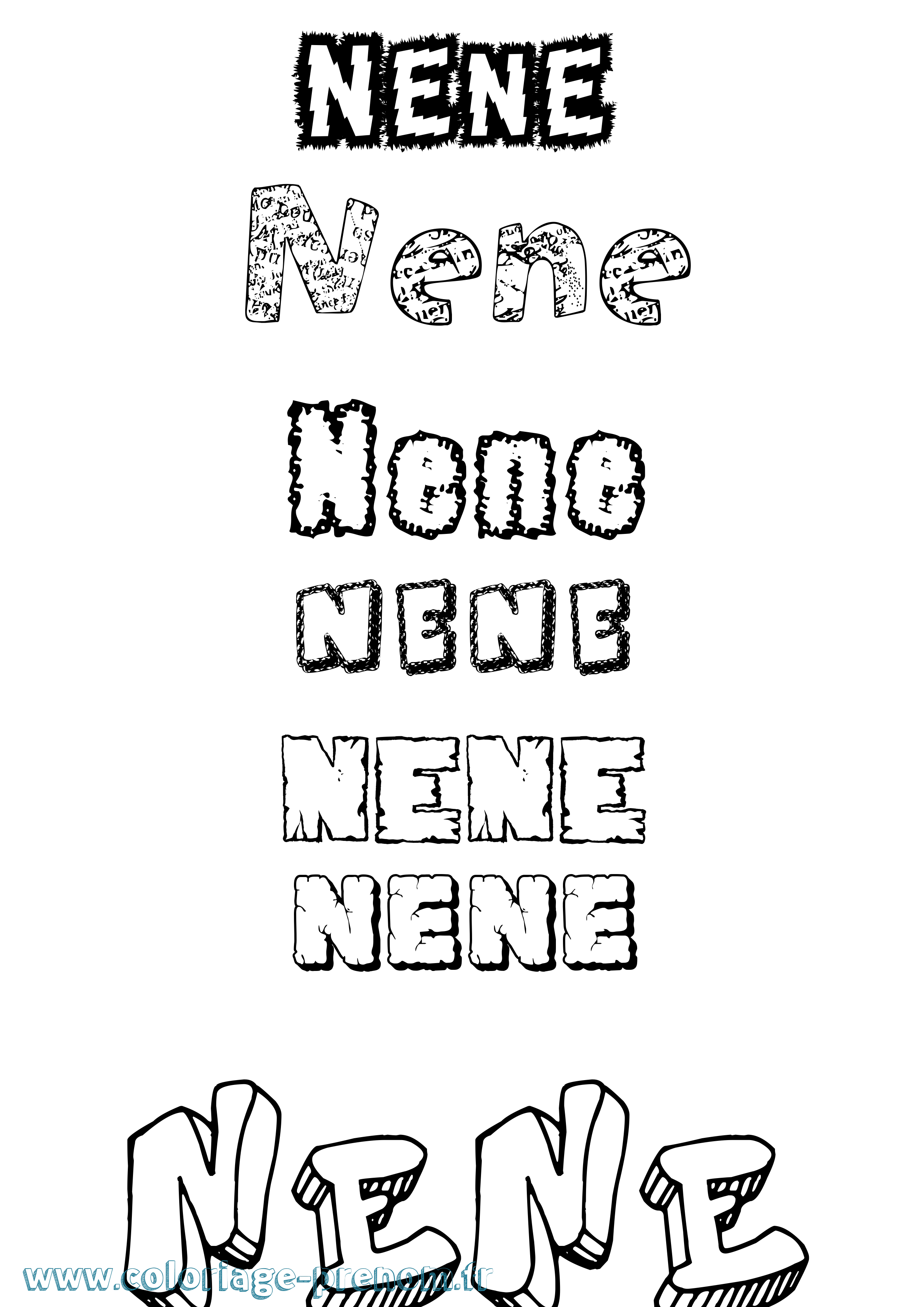 Coloriage Nene Coloriage prénom Nene