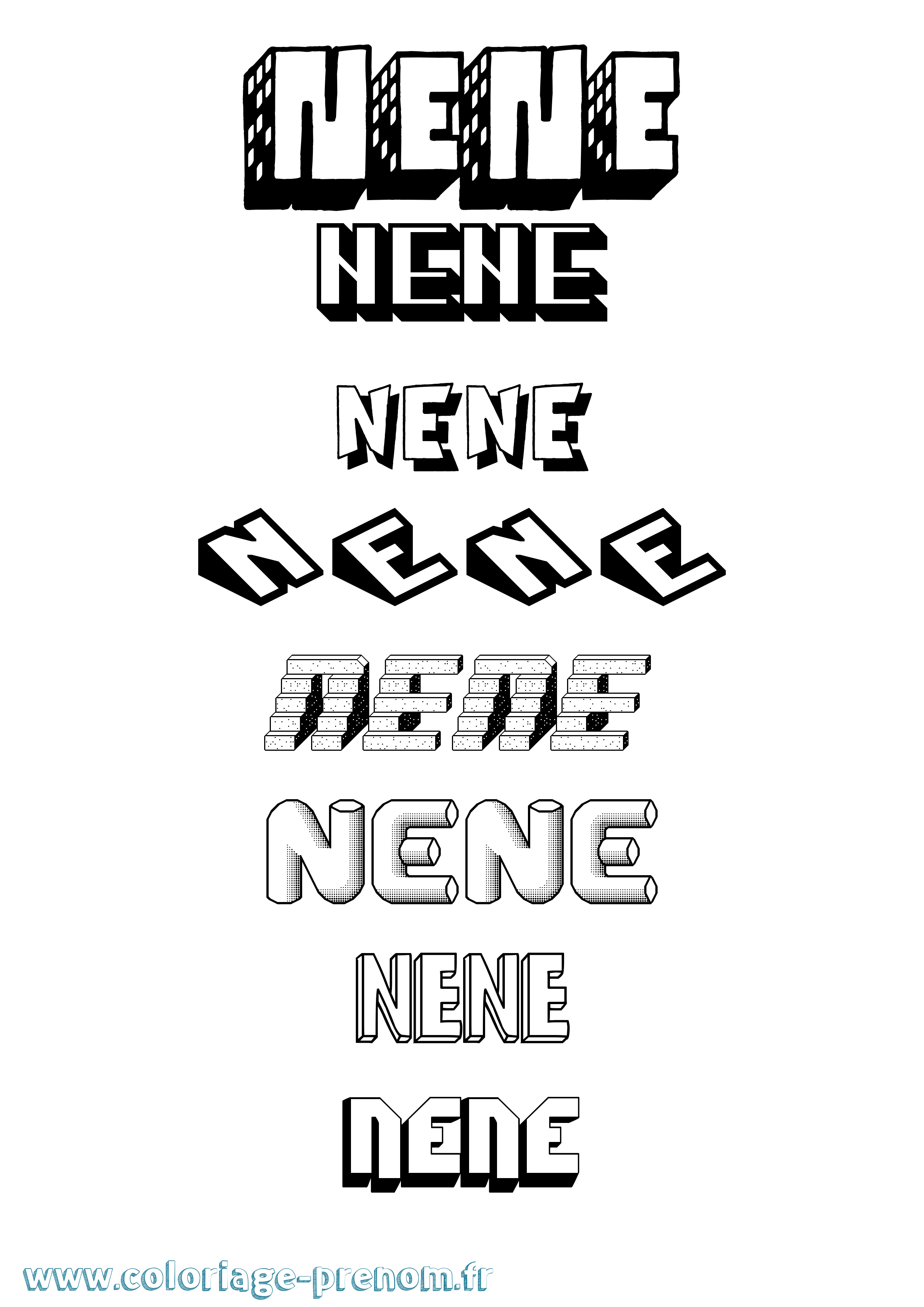 Coloriage Nene Coloriage prénom Nene