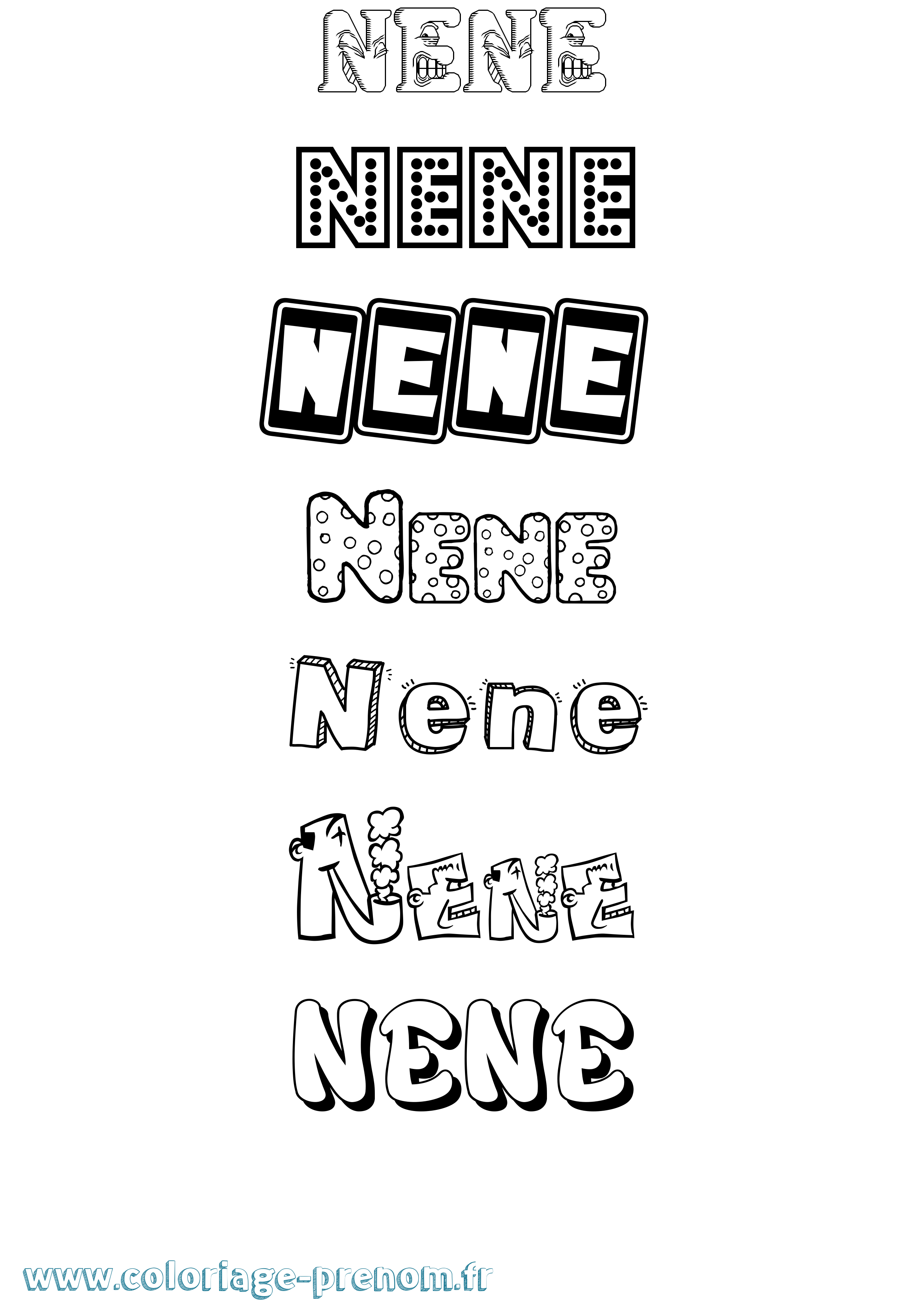 Coloriage Nene Coloriage prénom Nene