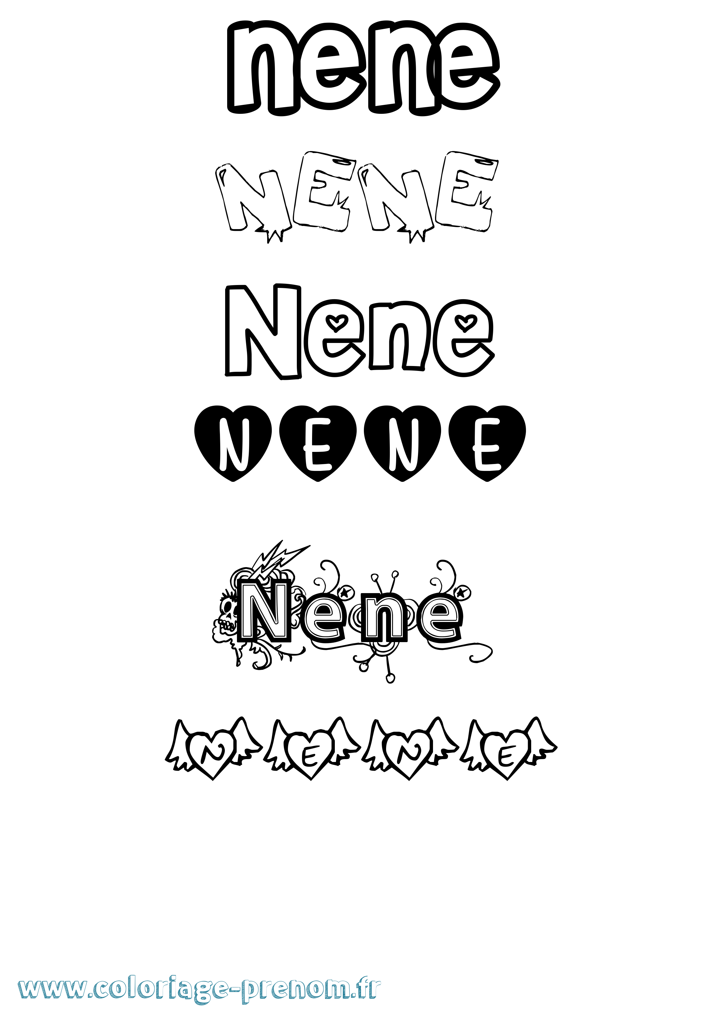 Coloriage Nene Coloriage prénom Nene