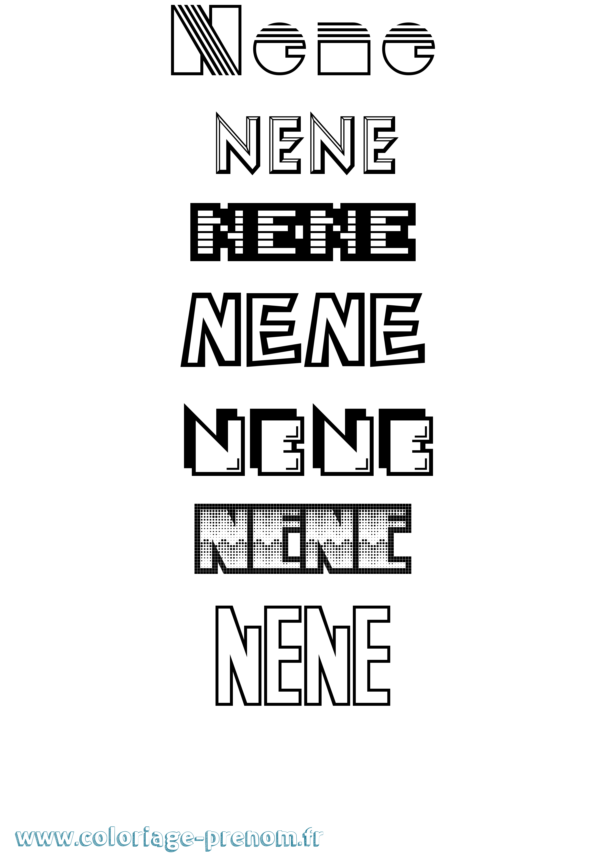 Coloriage Nene Coloriage prénom Nene