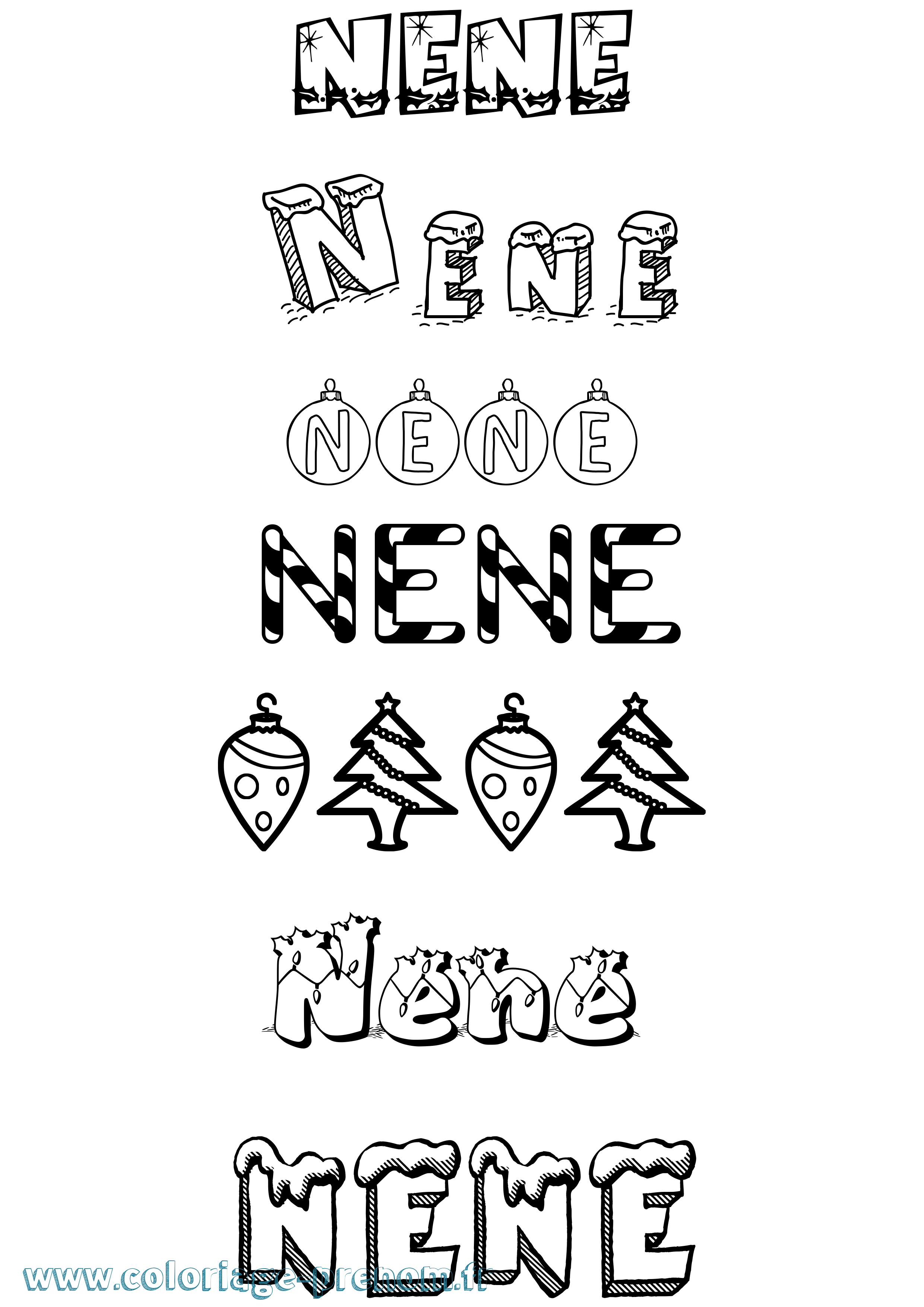 Coloriage Nene Coloriage prénom Nene