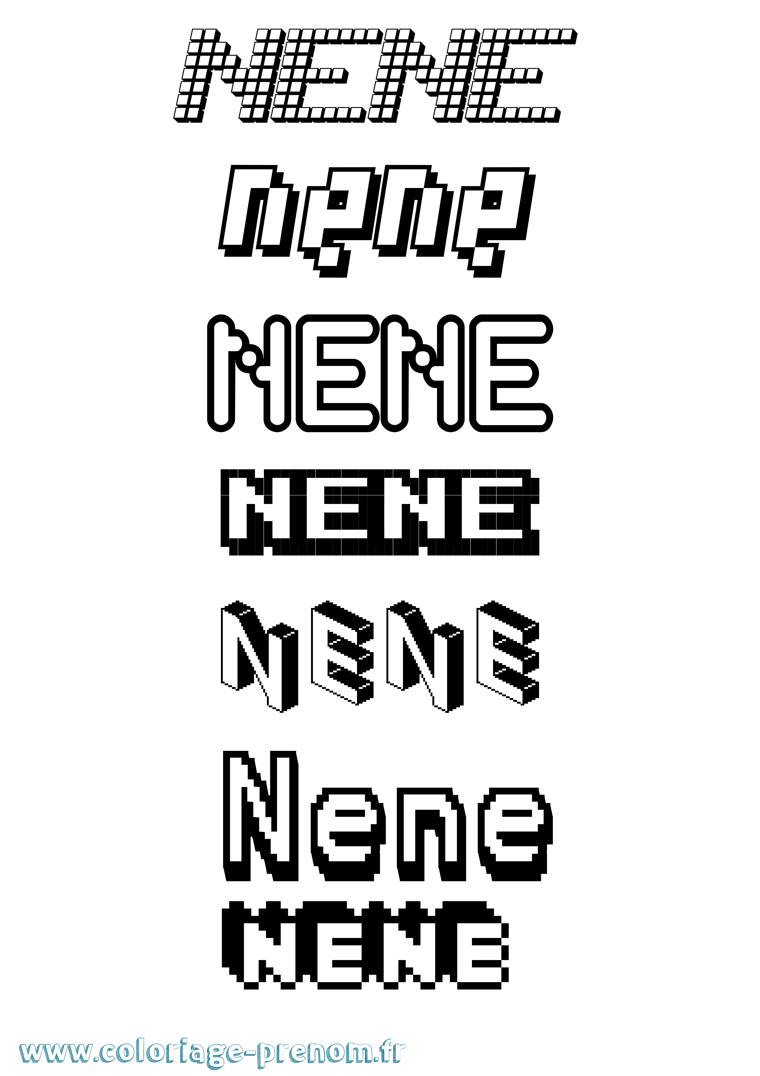 Coloriage prénom Nene Pixel