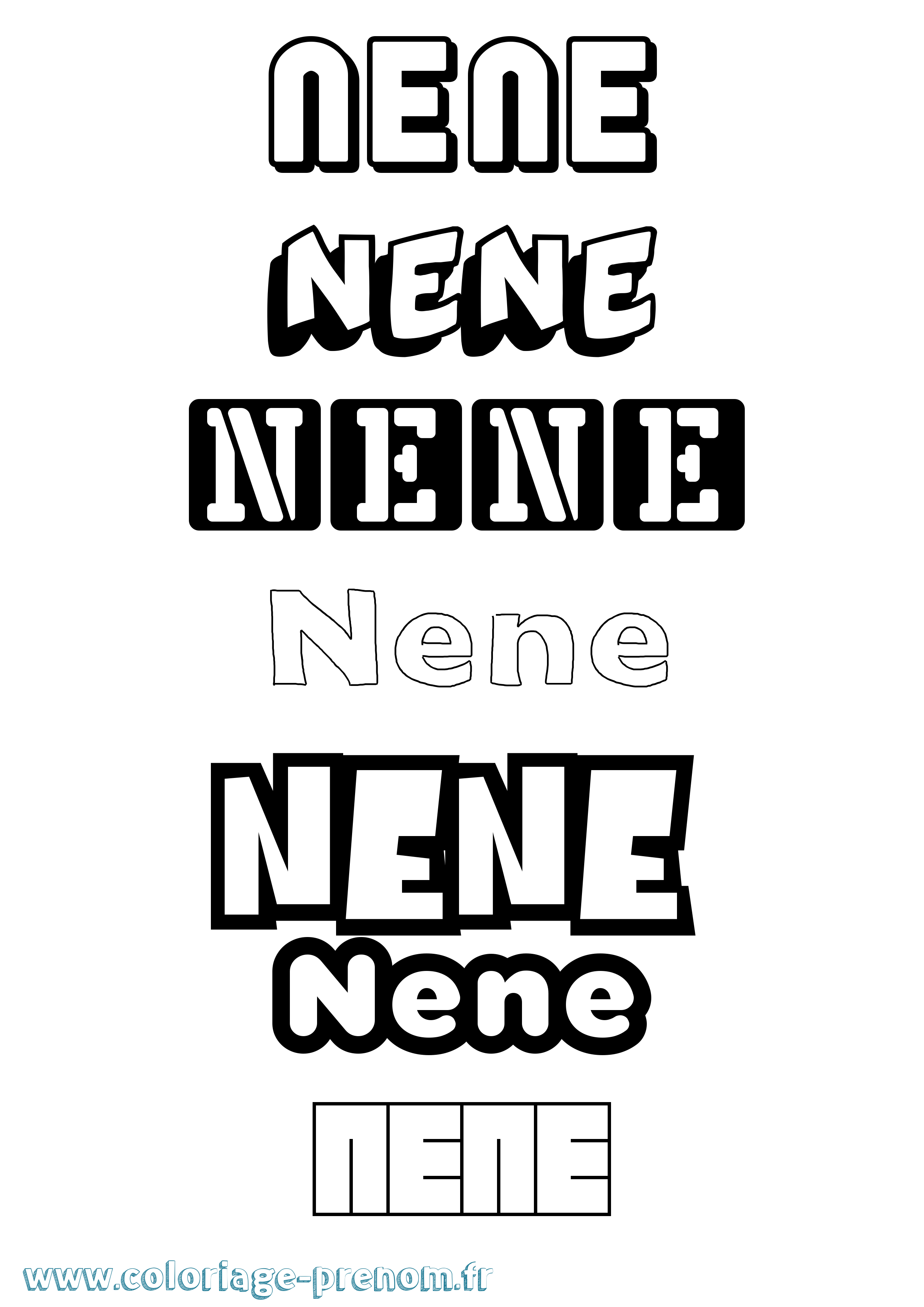 Coloriage Nene Coloriage prénom Nene