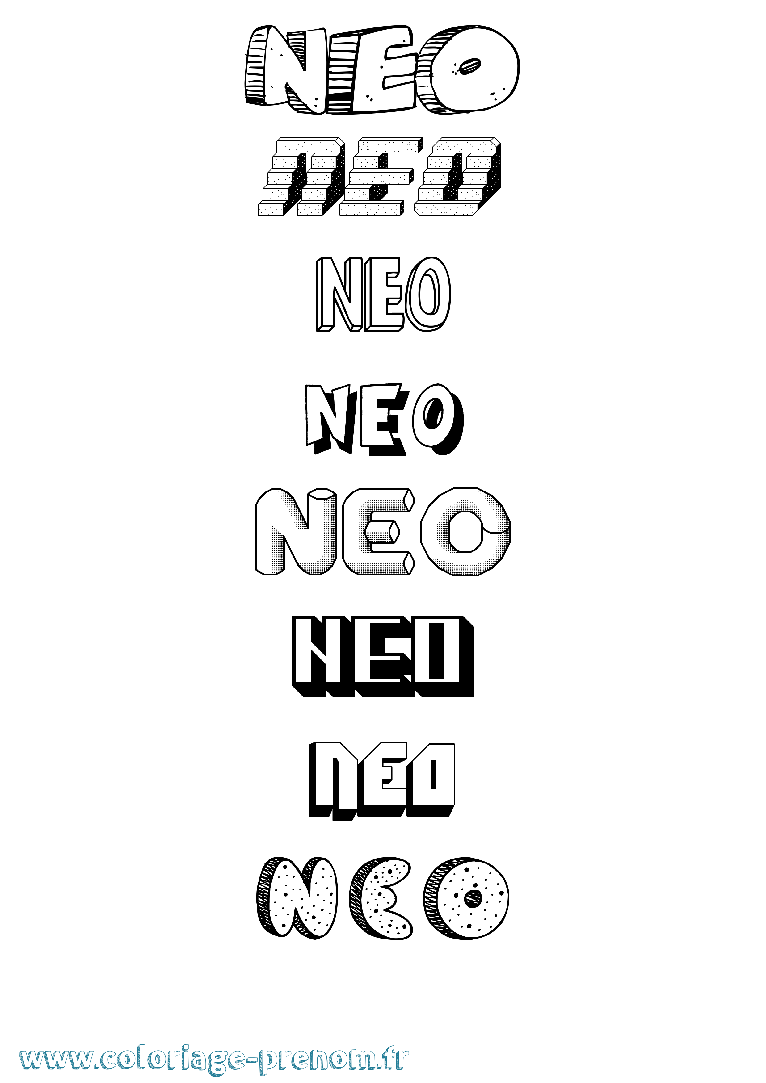 Coloriage Neo Coloriage prénom Neo