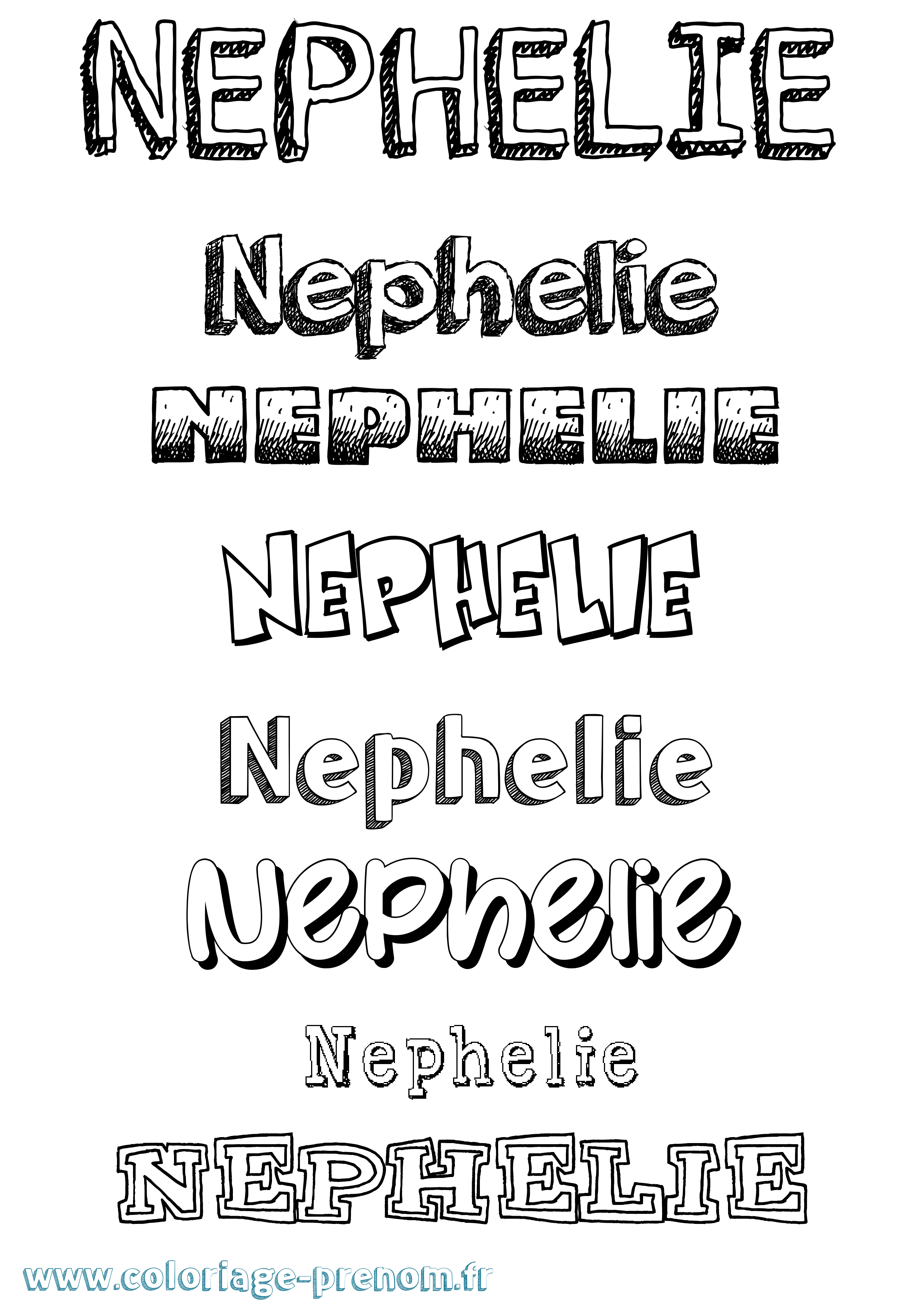 Coloriage prénom Nephelie Dessiné