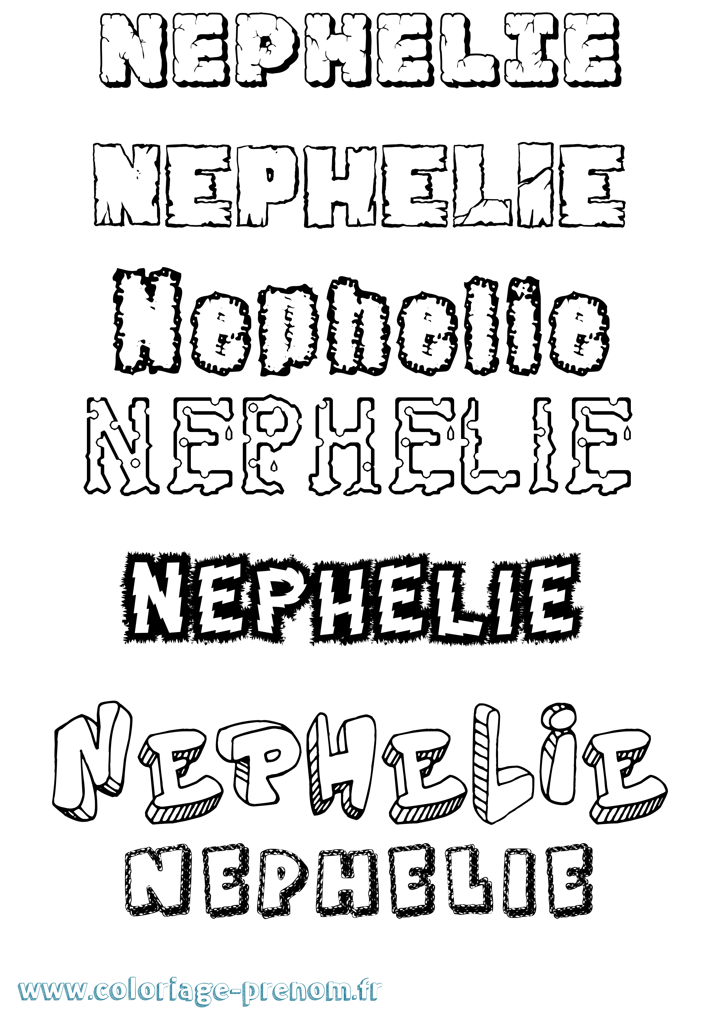Coloriage prénom Nephelie Destructuré