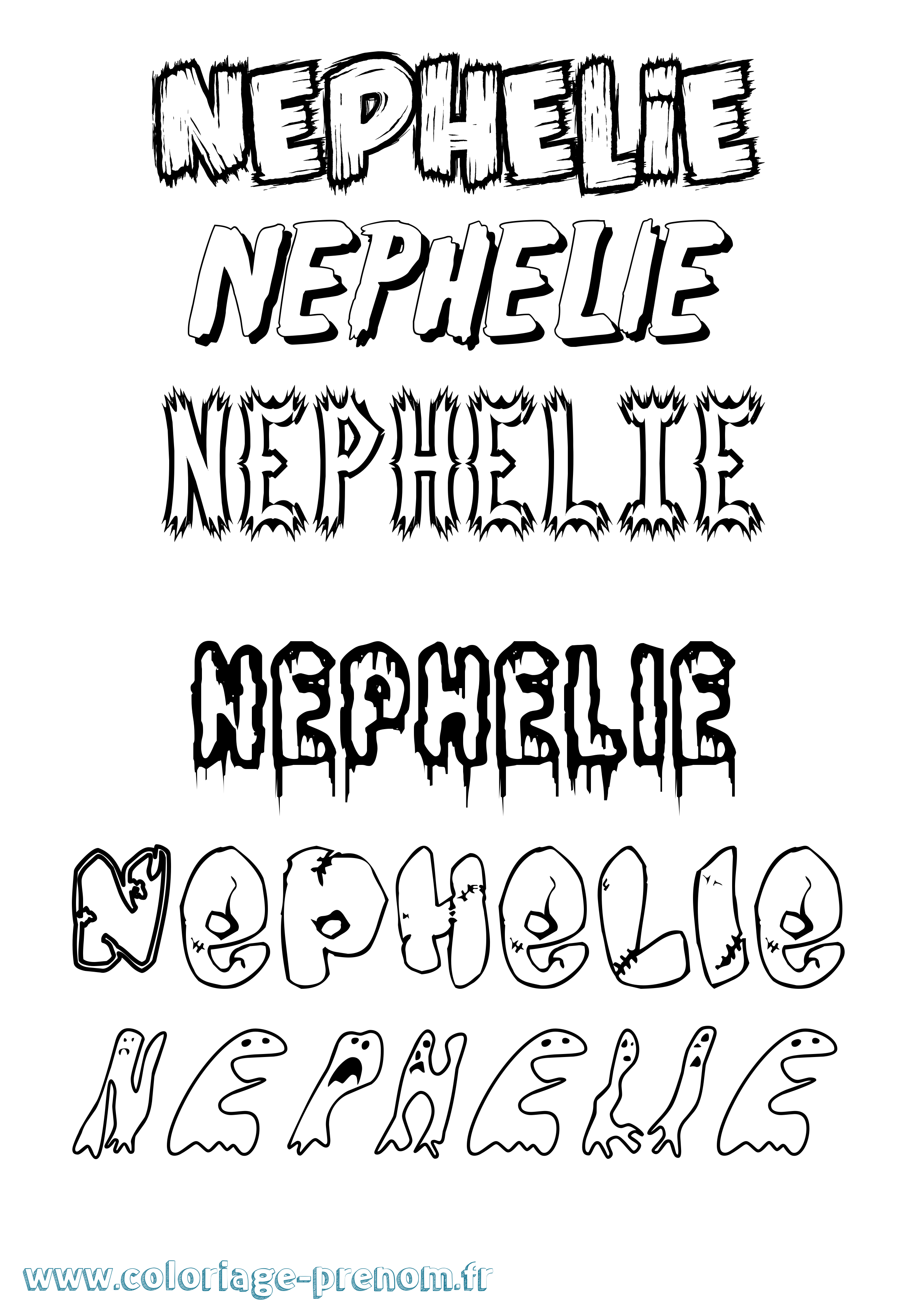 Coloriage prénom Nephelie Frisson
