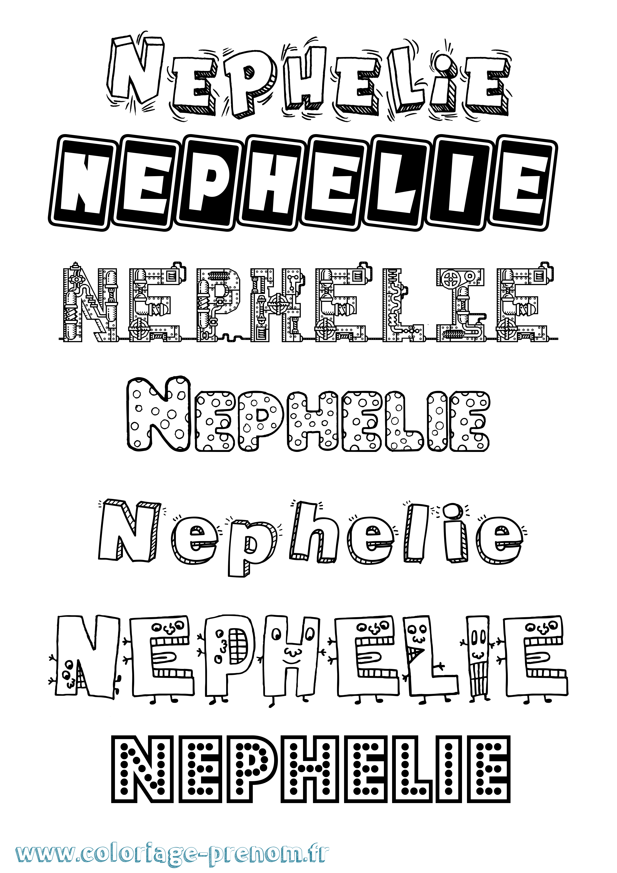 Coloriage prénom Nephelie Fun