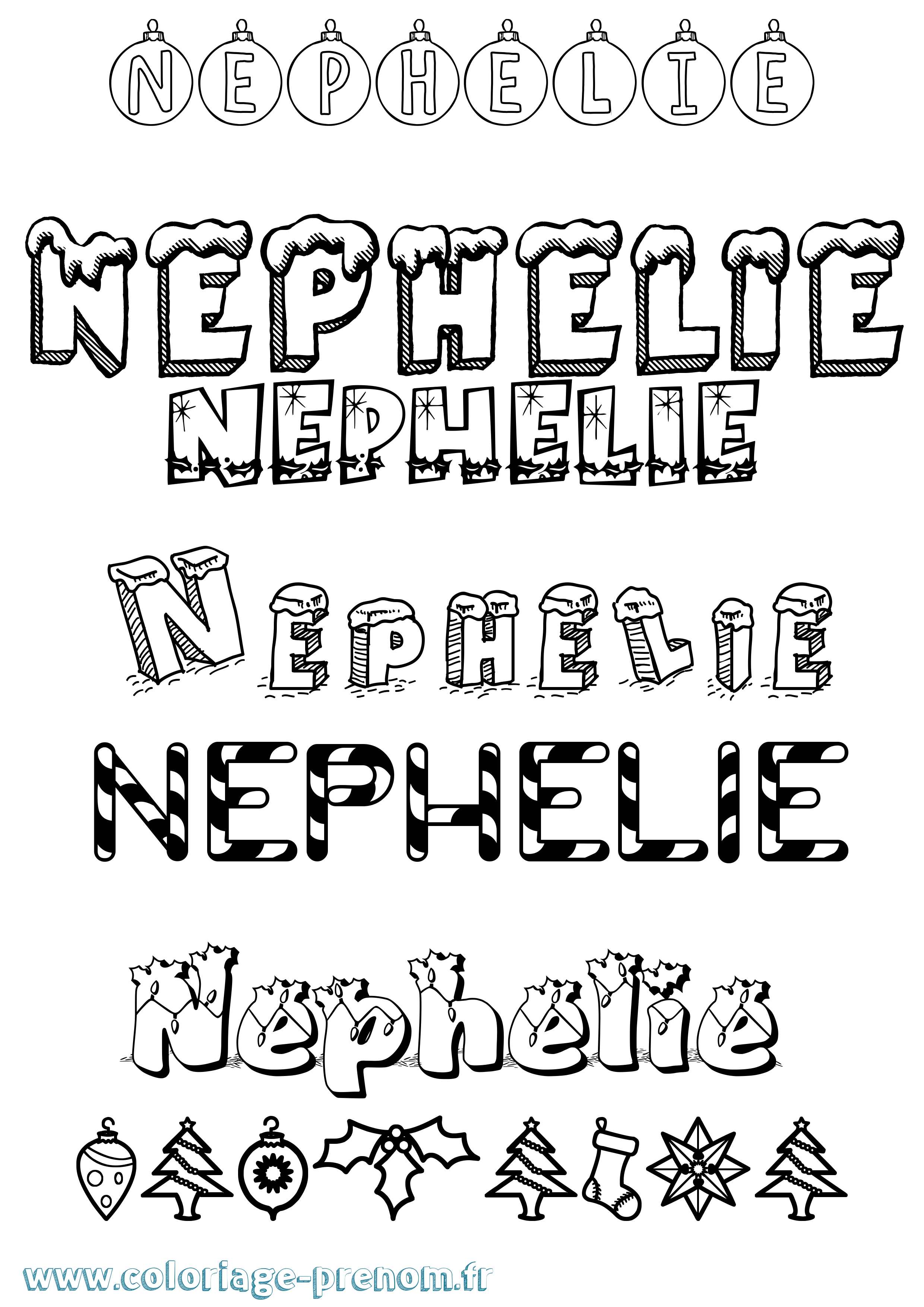 Coloriage prénom Nephelie Noël