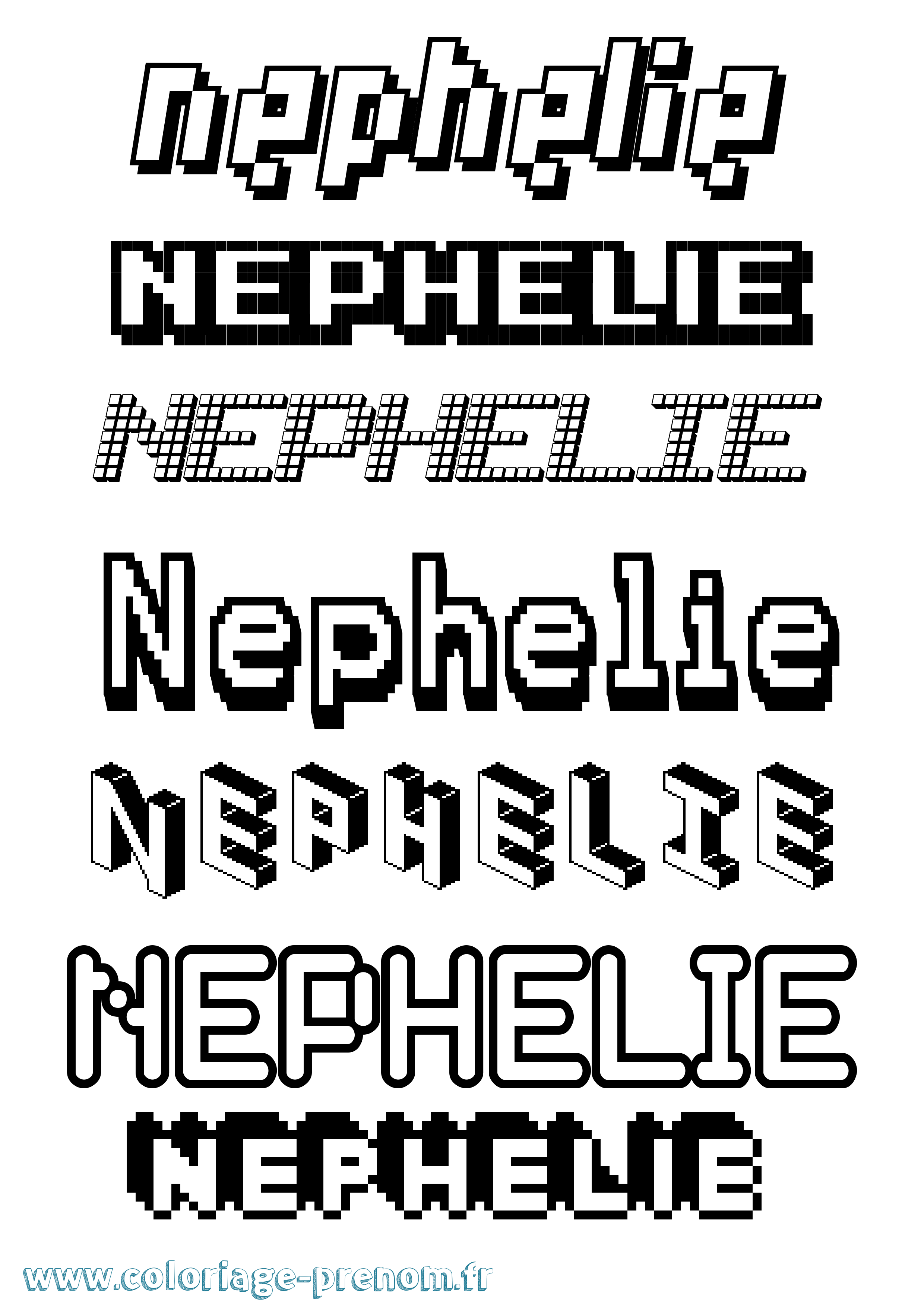 Coloriage prénom Nephelie Pixel