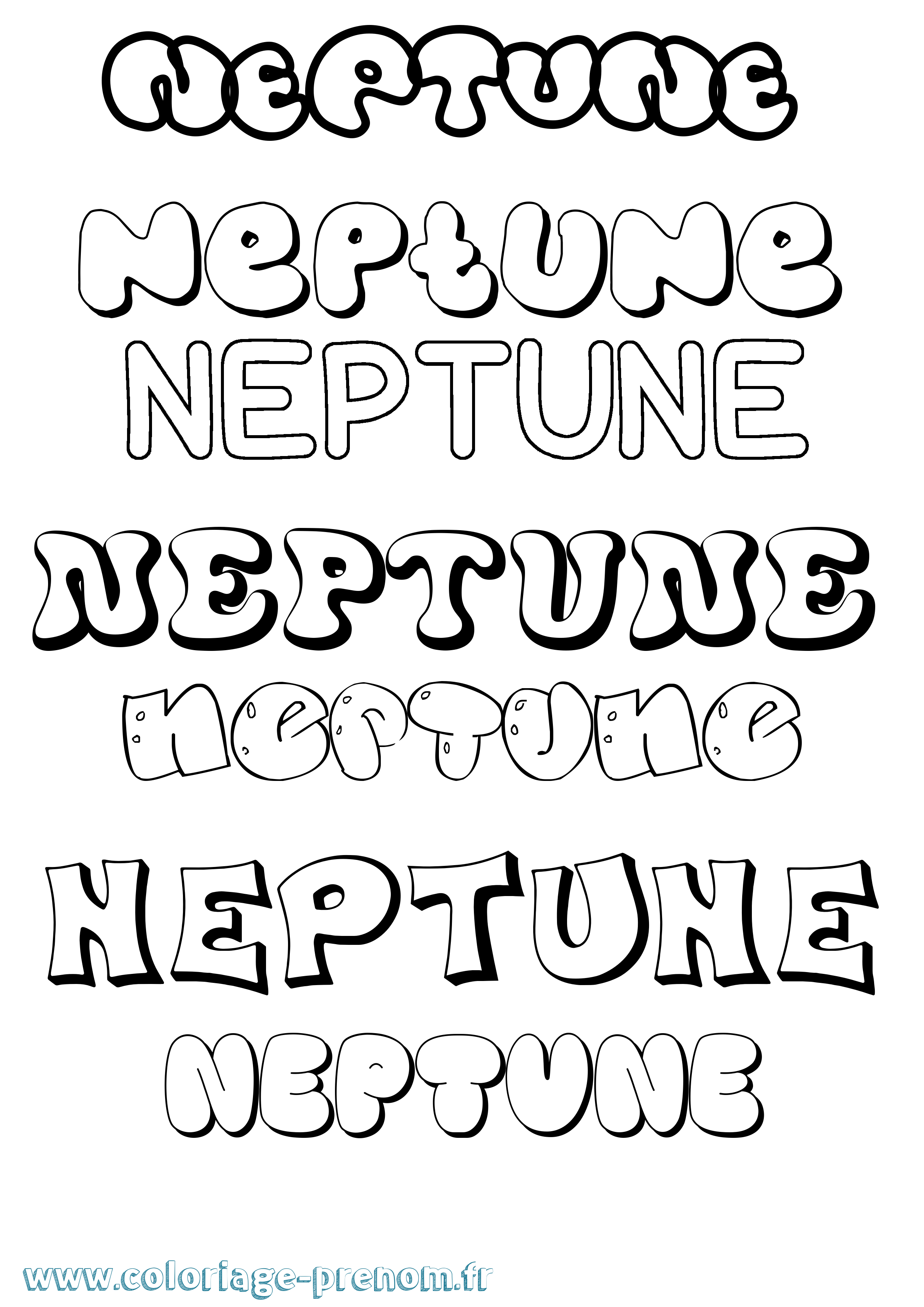 Coloriage prénom Neptune Bubble