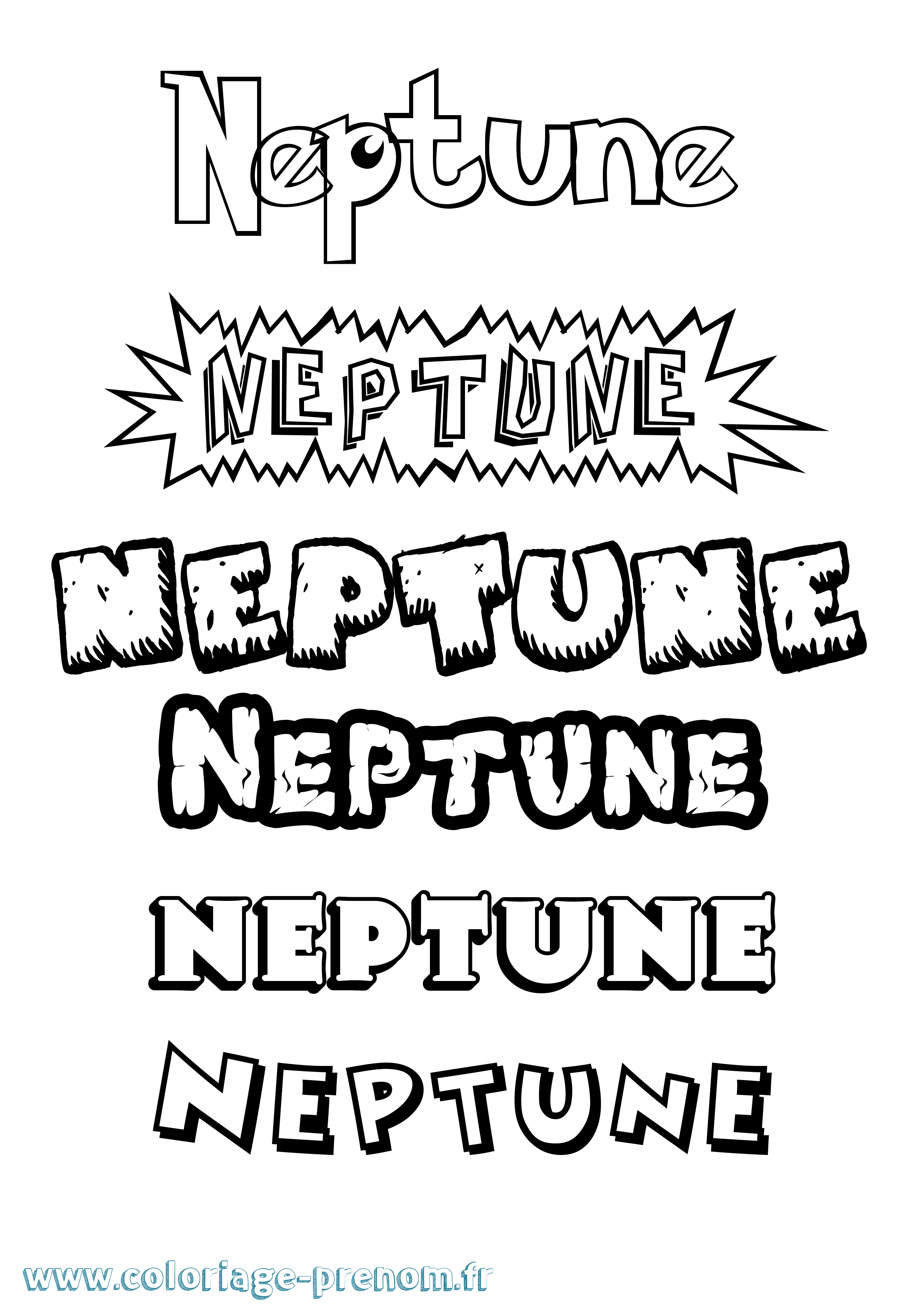 Coloriage prénom Neptune Dessin Animé