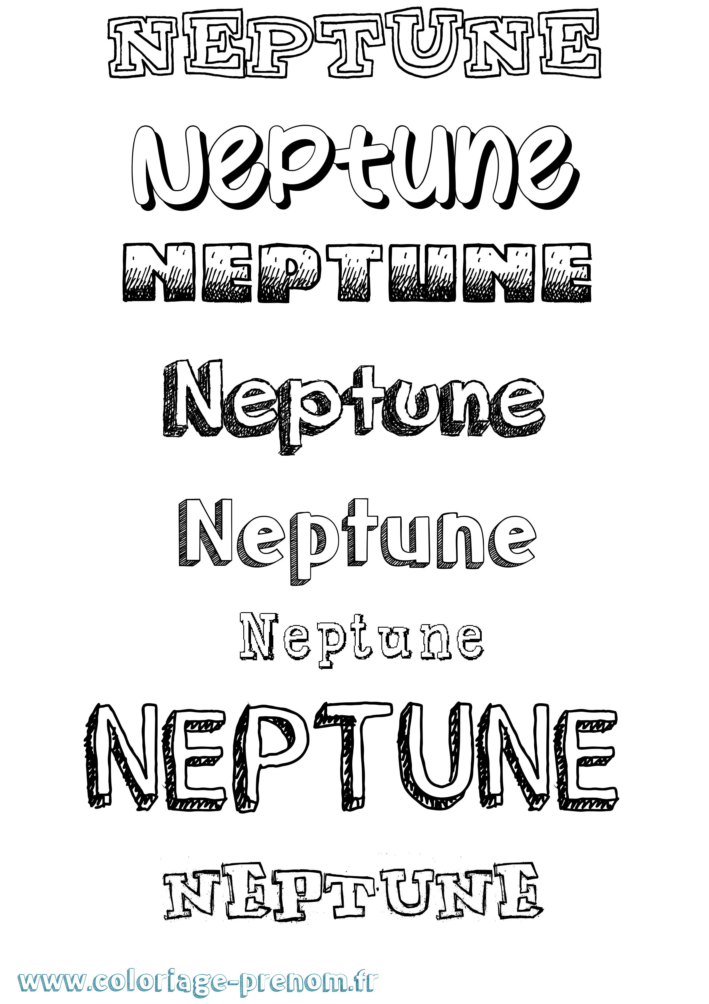 Coloriage prénom Neptune Dessiné