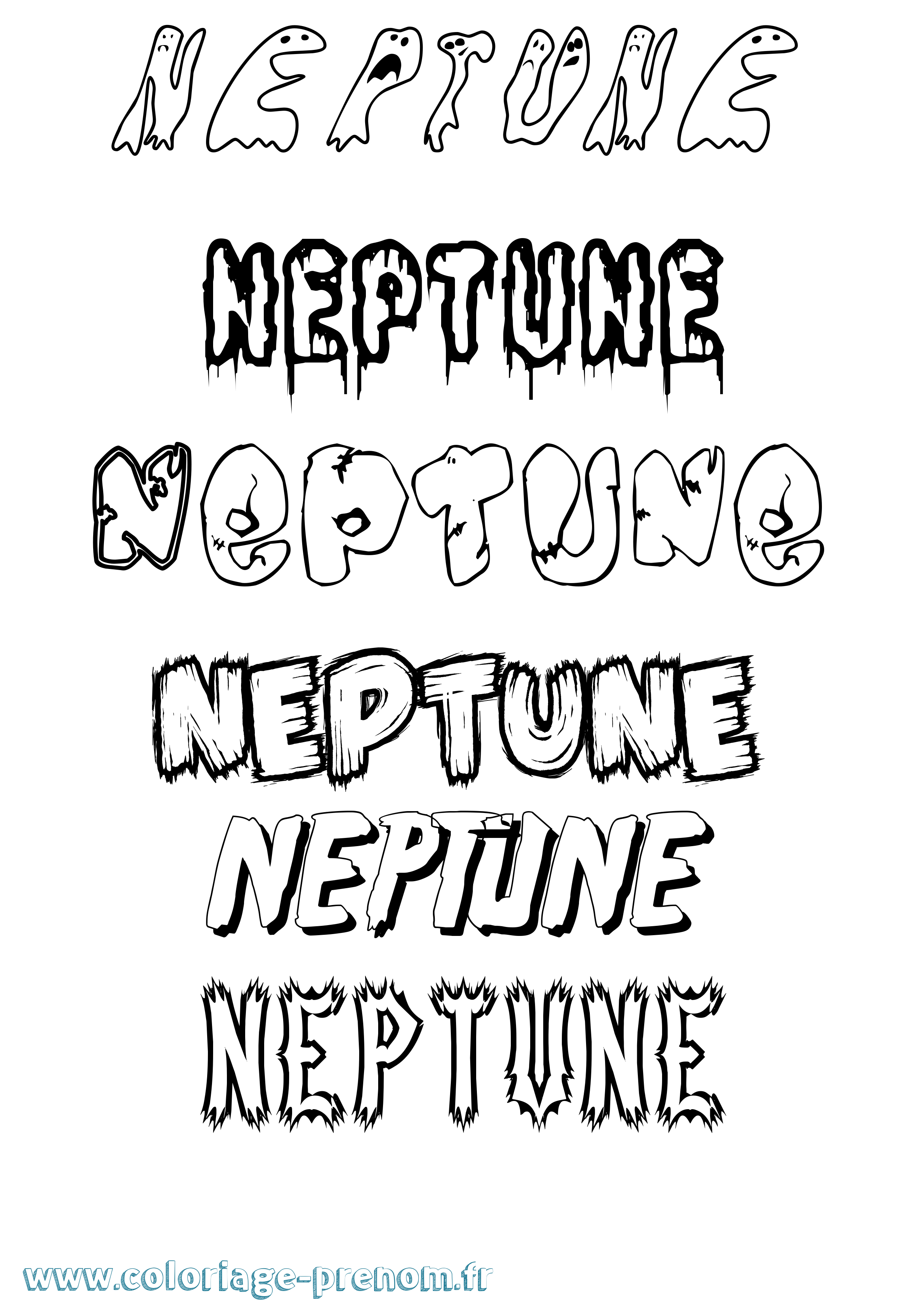 Coloriage prénom Neptune Frisson