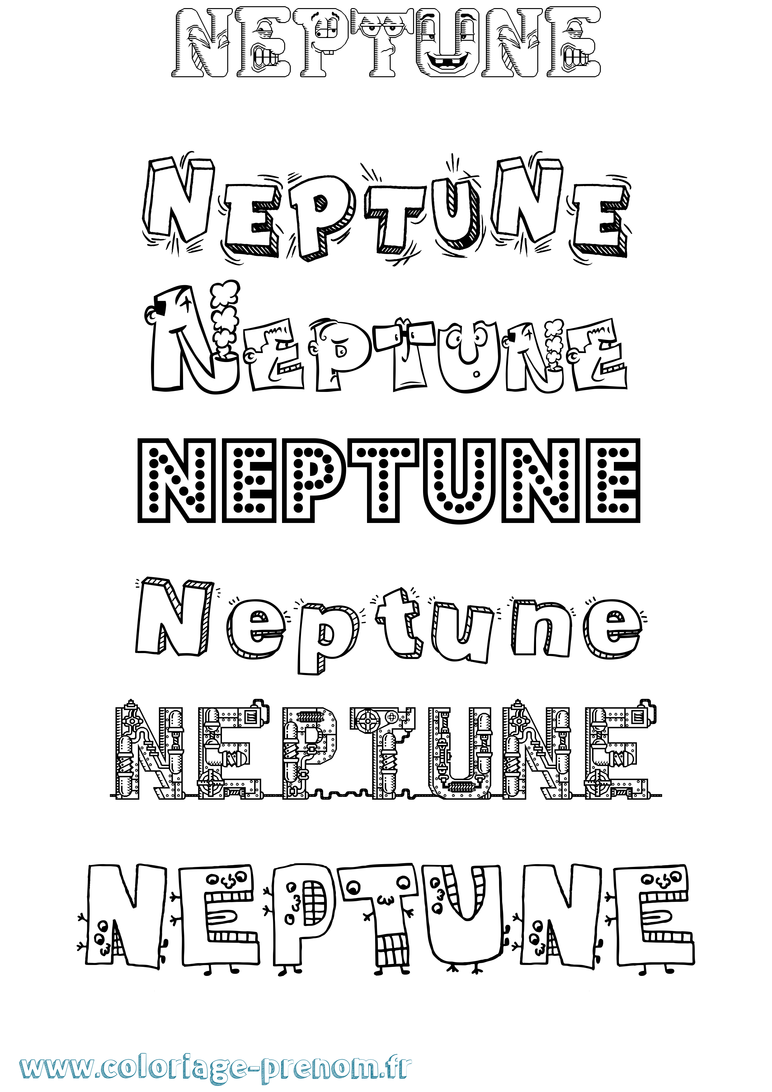 Coloriage prénom Neptune Fun