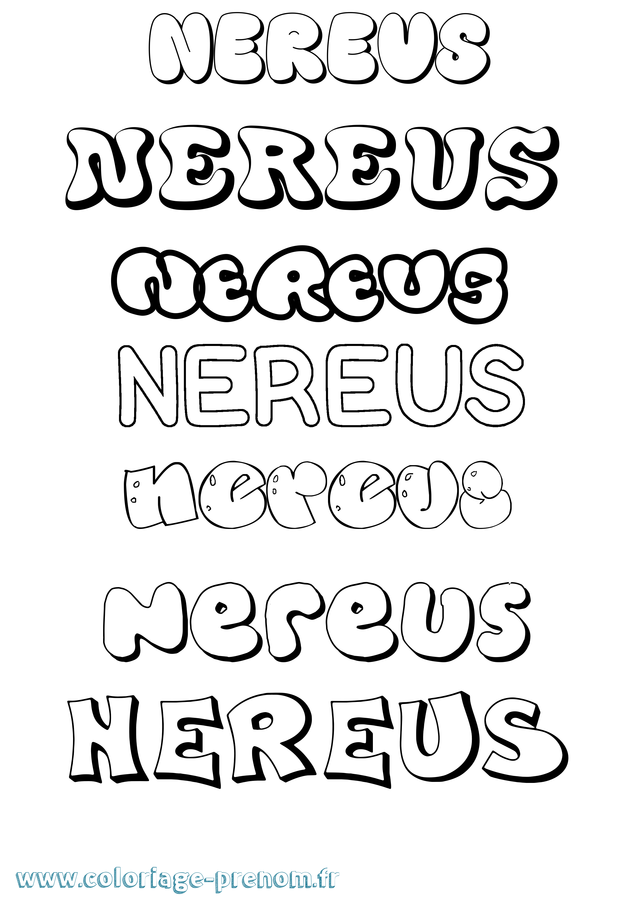 Coloriage prénom Nereus Bubble