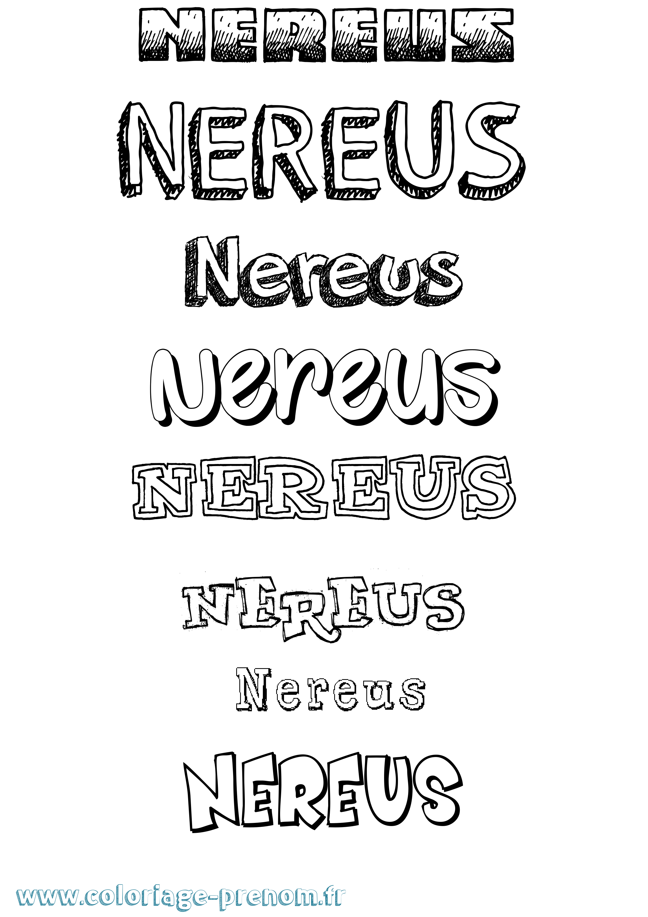 Coloriage Nereus Dessiné Coloriage prénom Nereus Dessiné