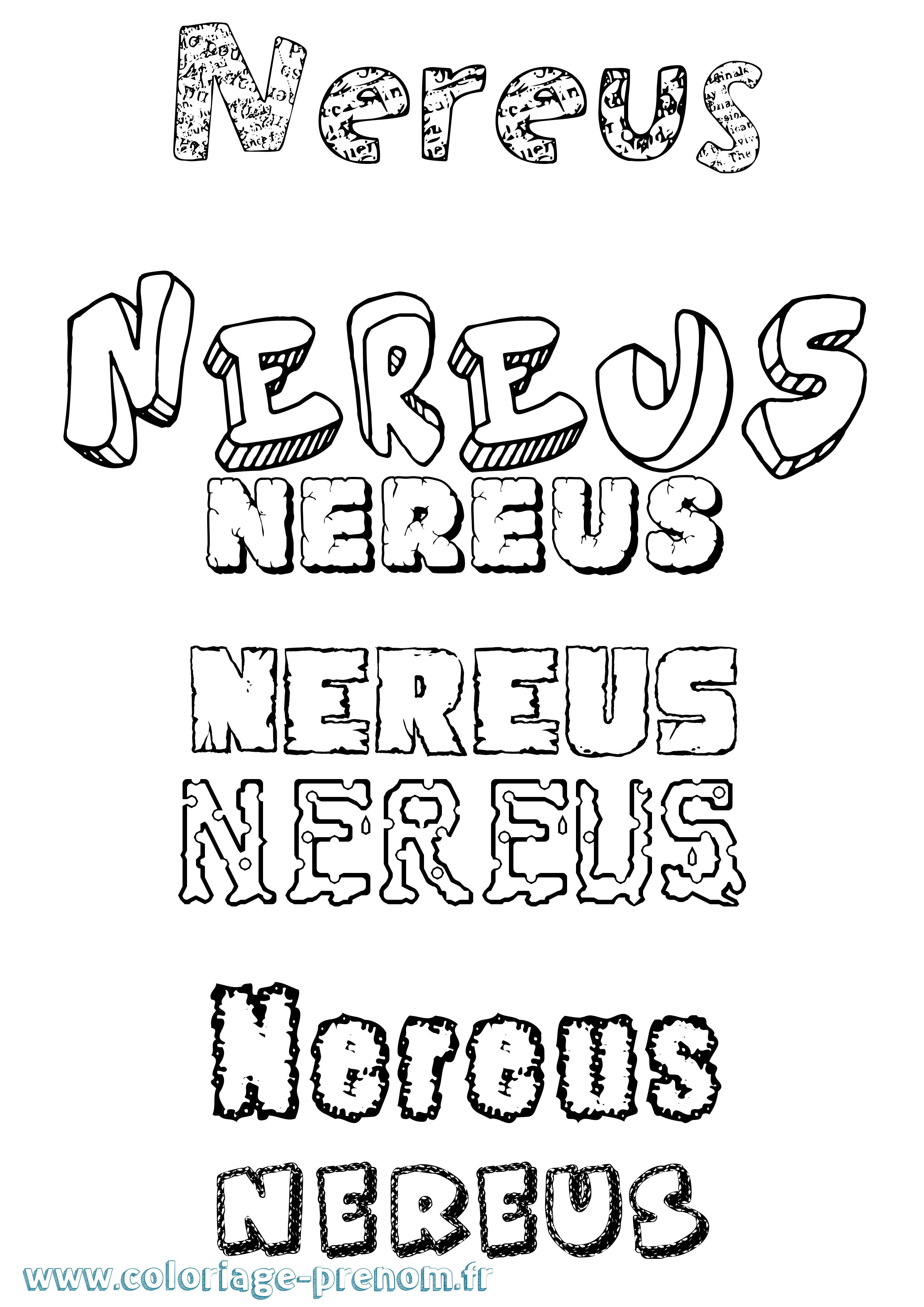 Coloriage prénom Nereus Destructuré