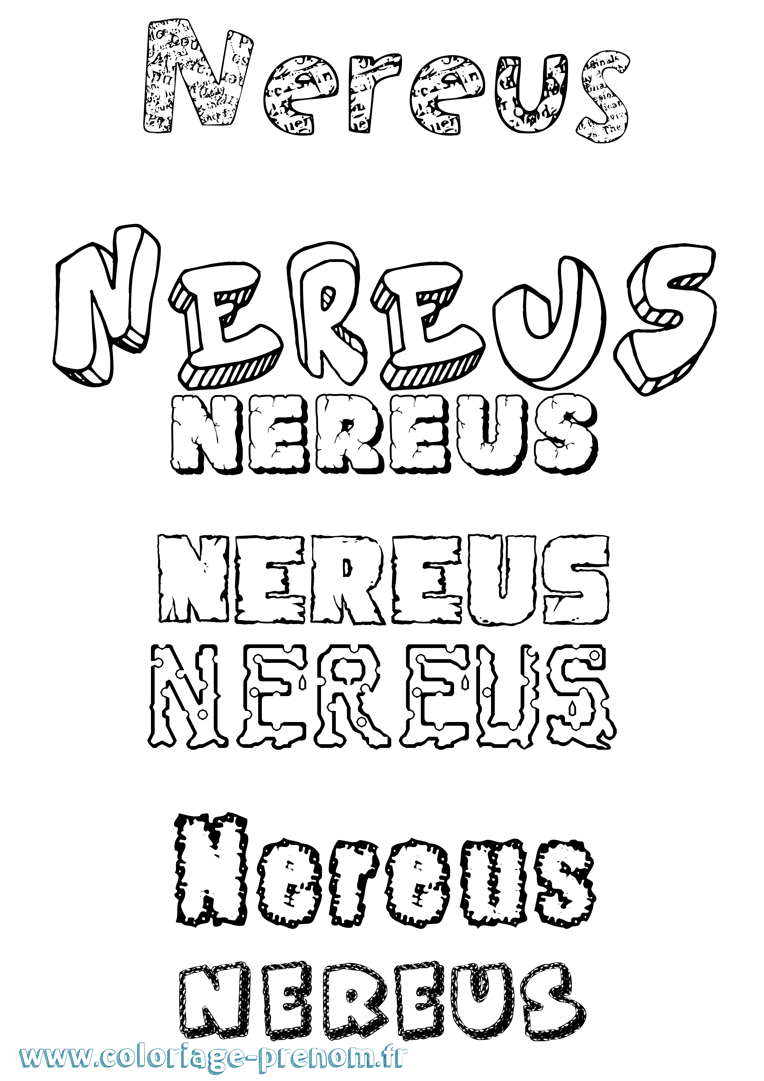 Coloriage Nereus Destructuré Coloriage prénom Nereus Destructuré