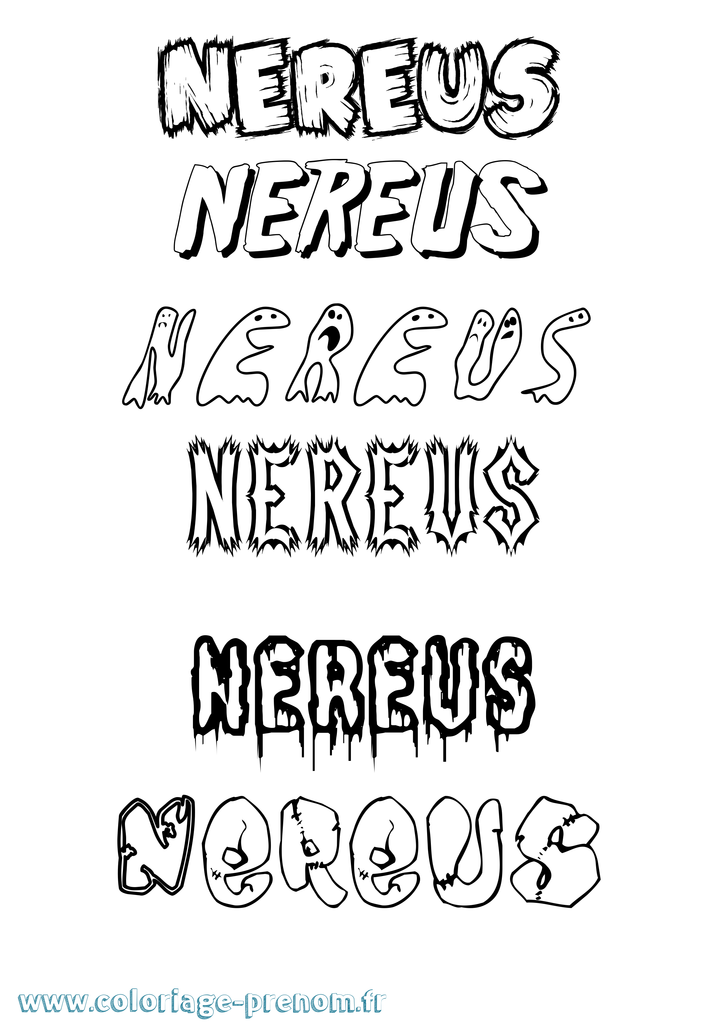 Coloriage Nereus Frisson Coloriage prénom Nereus Frisson