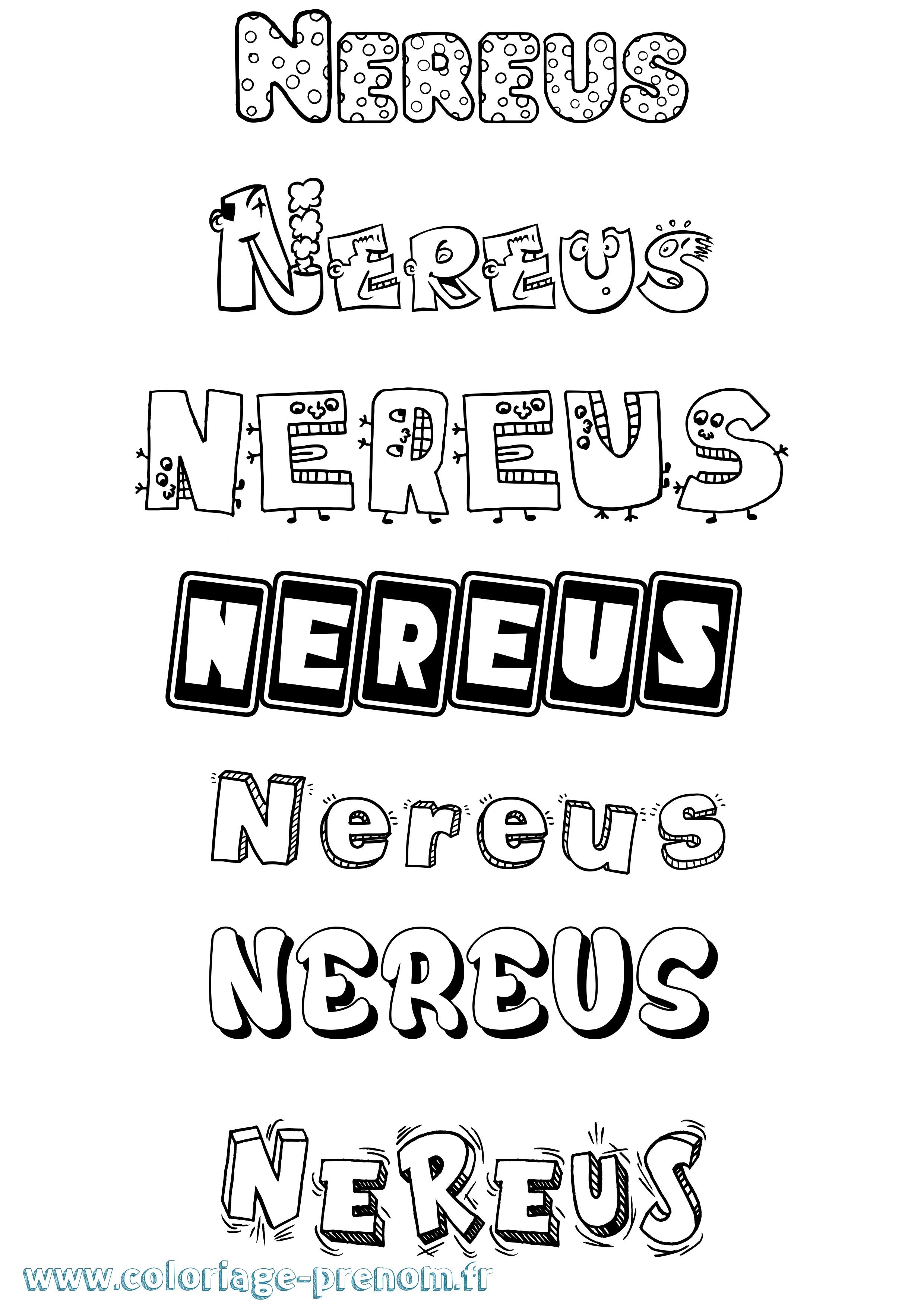 Coloriage prénom Nereus Fun