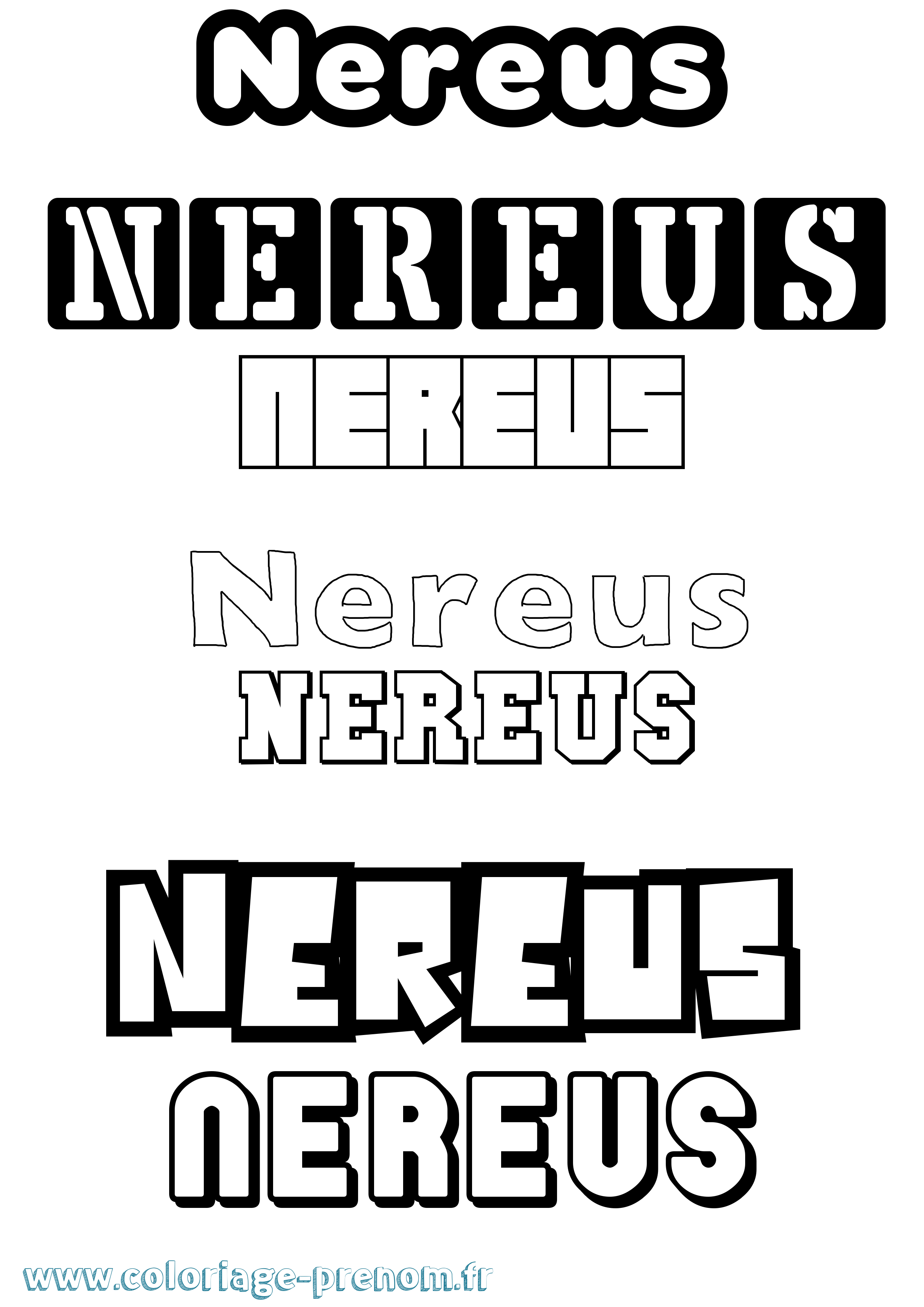 Coloriage prénom Nereus Simple