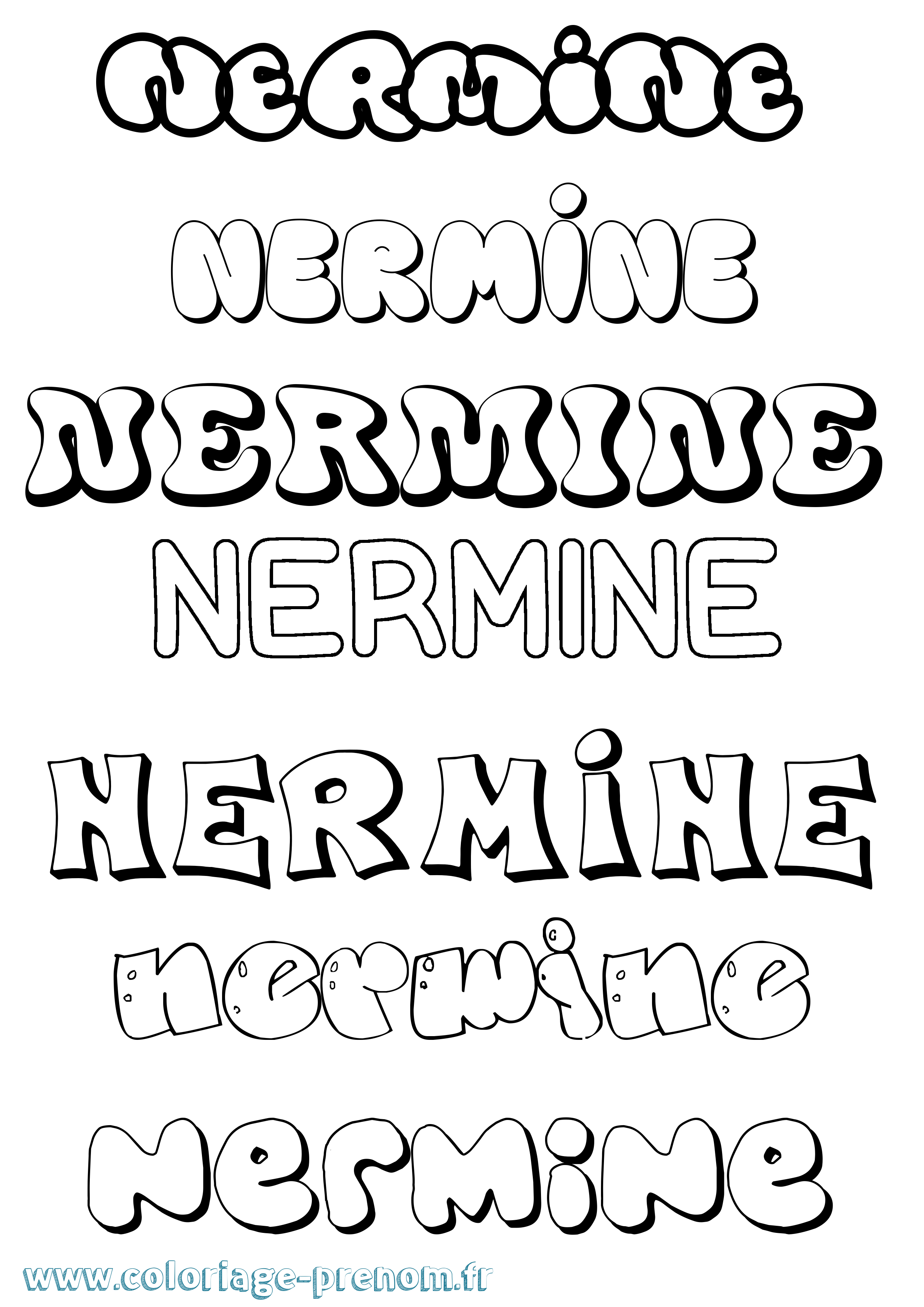 Coloriage Nermine Coloriage prénom Nermine