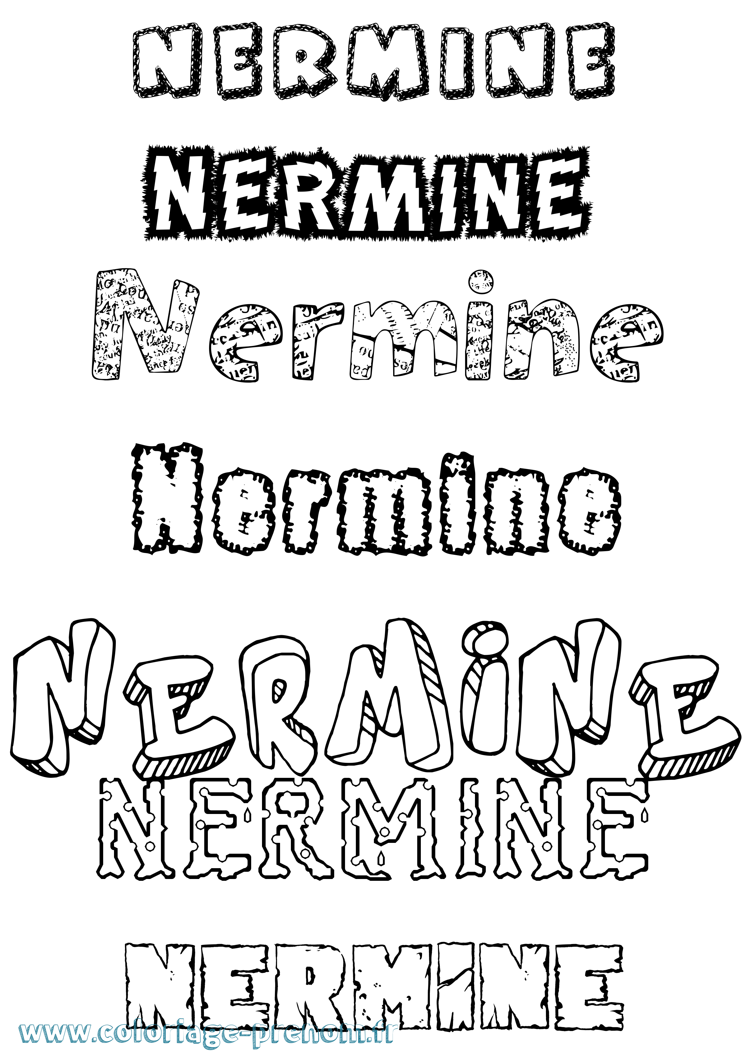 Coloriage Nermine Coloriage prénom Nermine