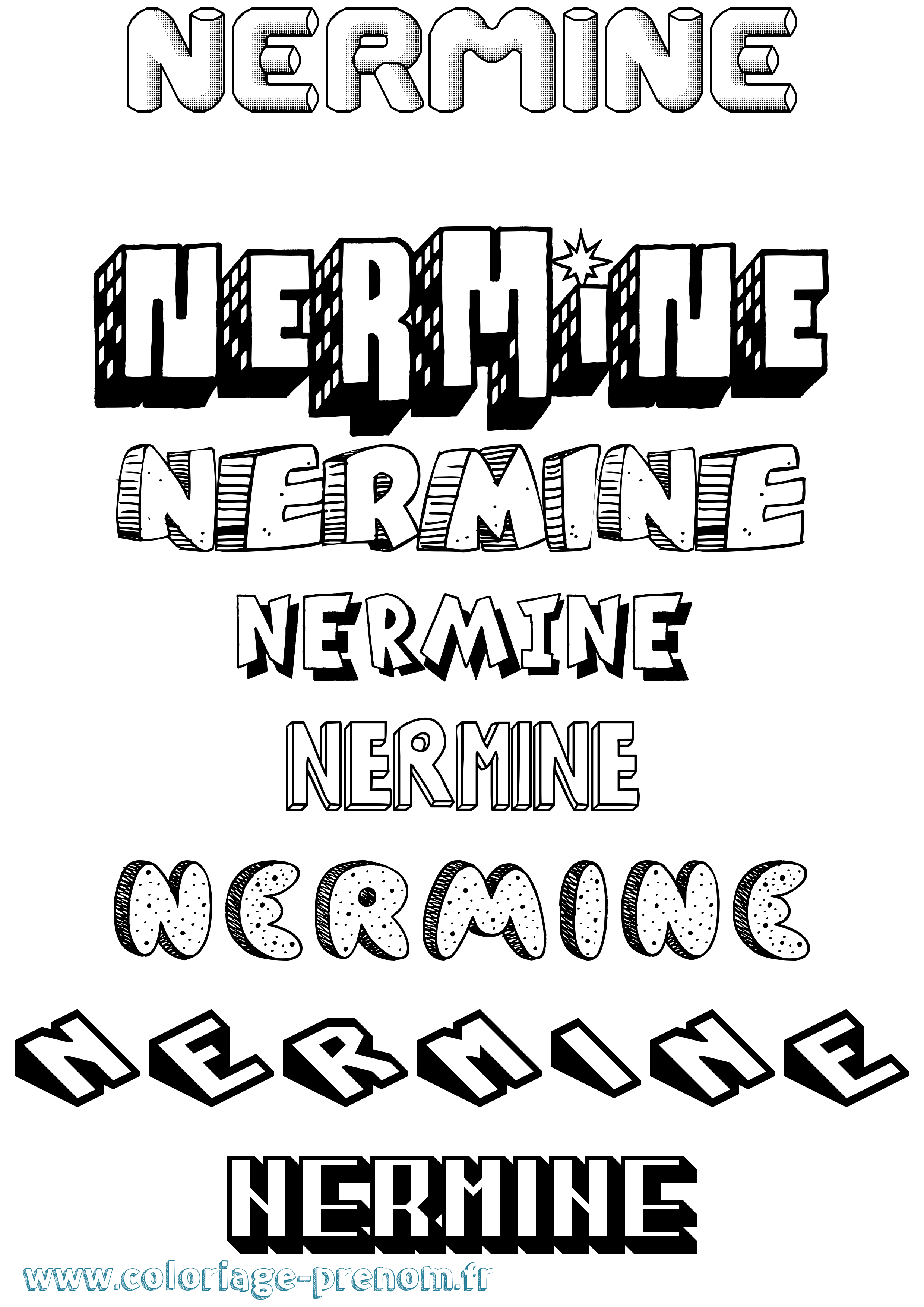 Coloriage Nermine Coloriage prénom Nermine