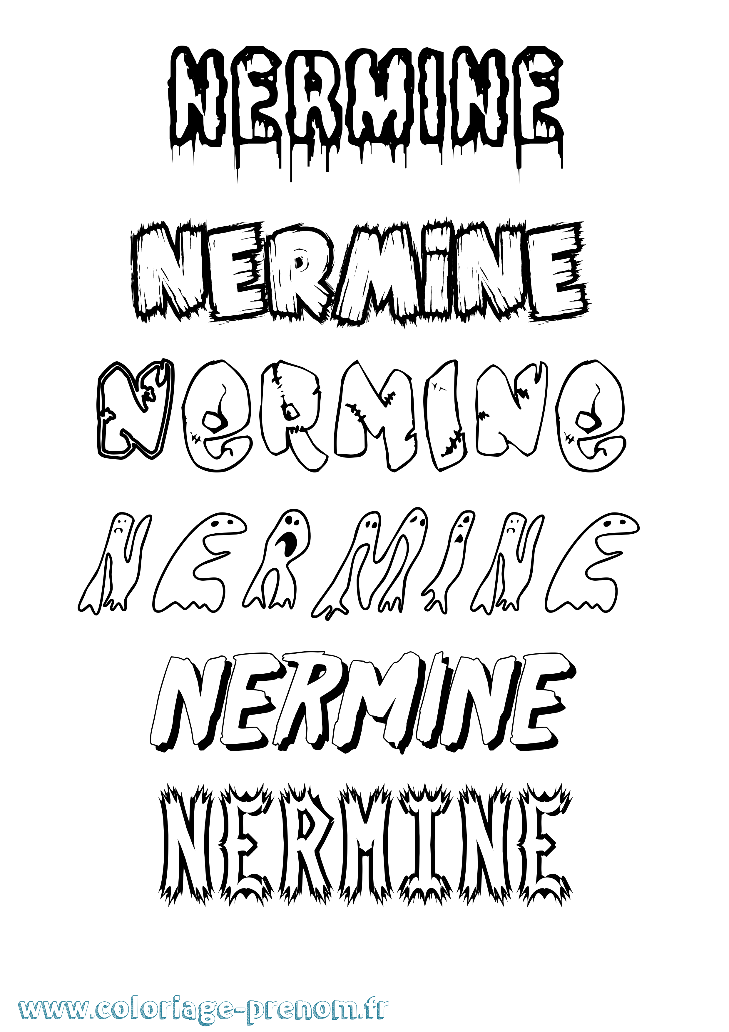 Coloriage prénom Nermine