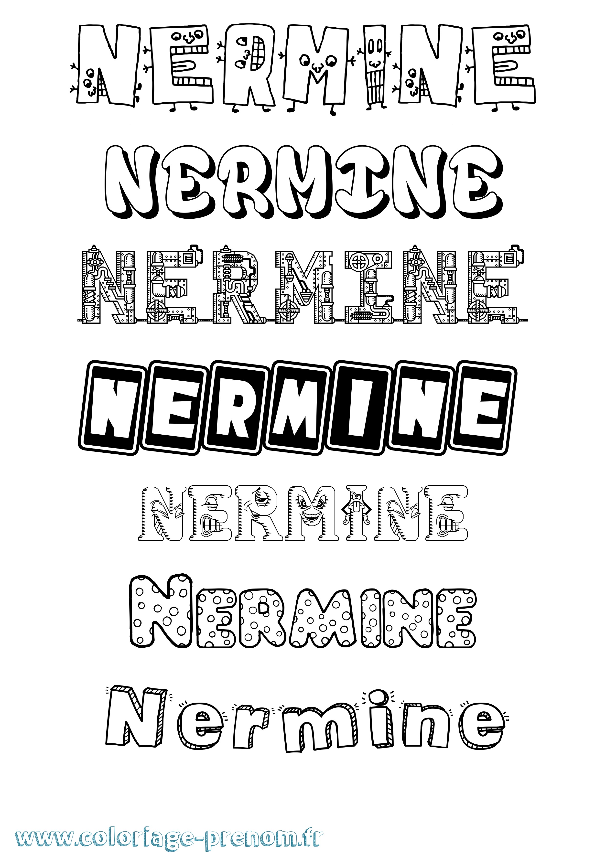 Coloriage Nermine Coloriage prénom Nermine