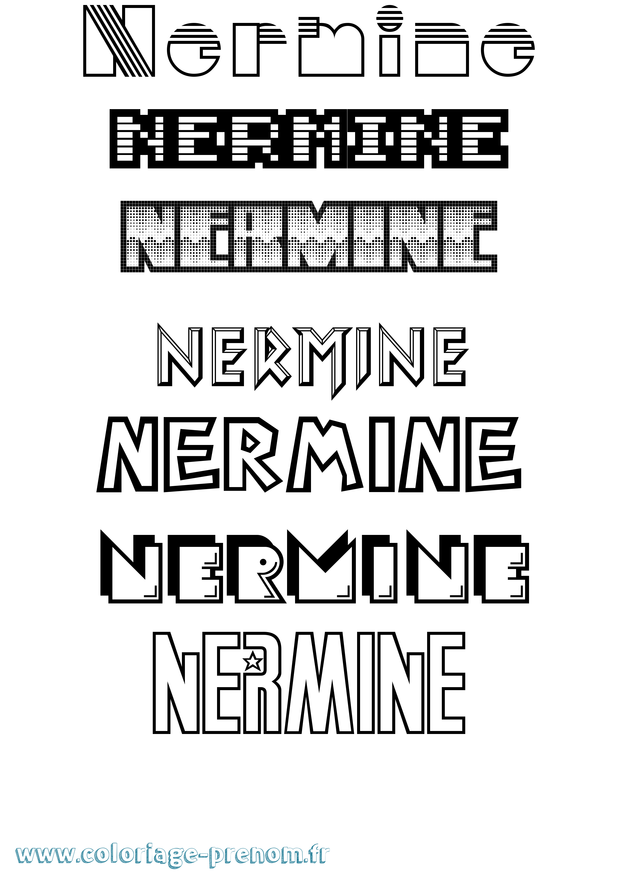Coloriage prénom Nermine