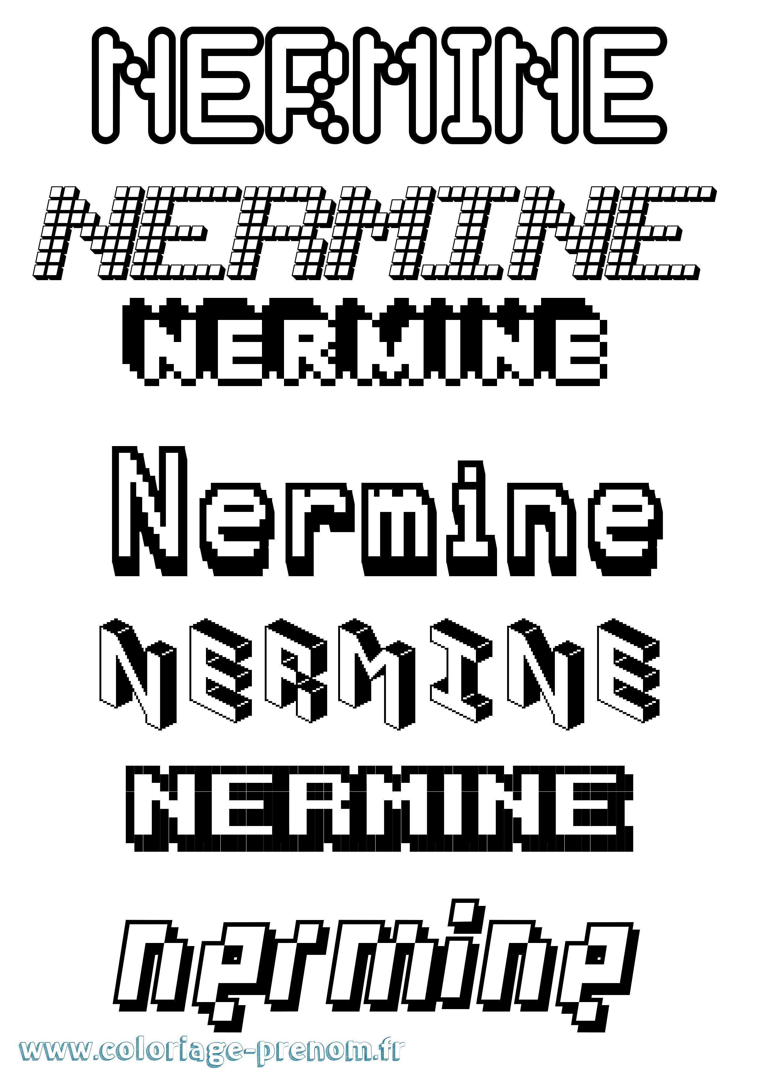 Coloriage Nermine Coloriage prénom Nermine