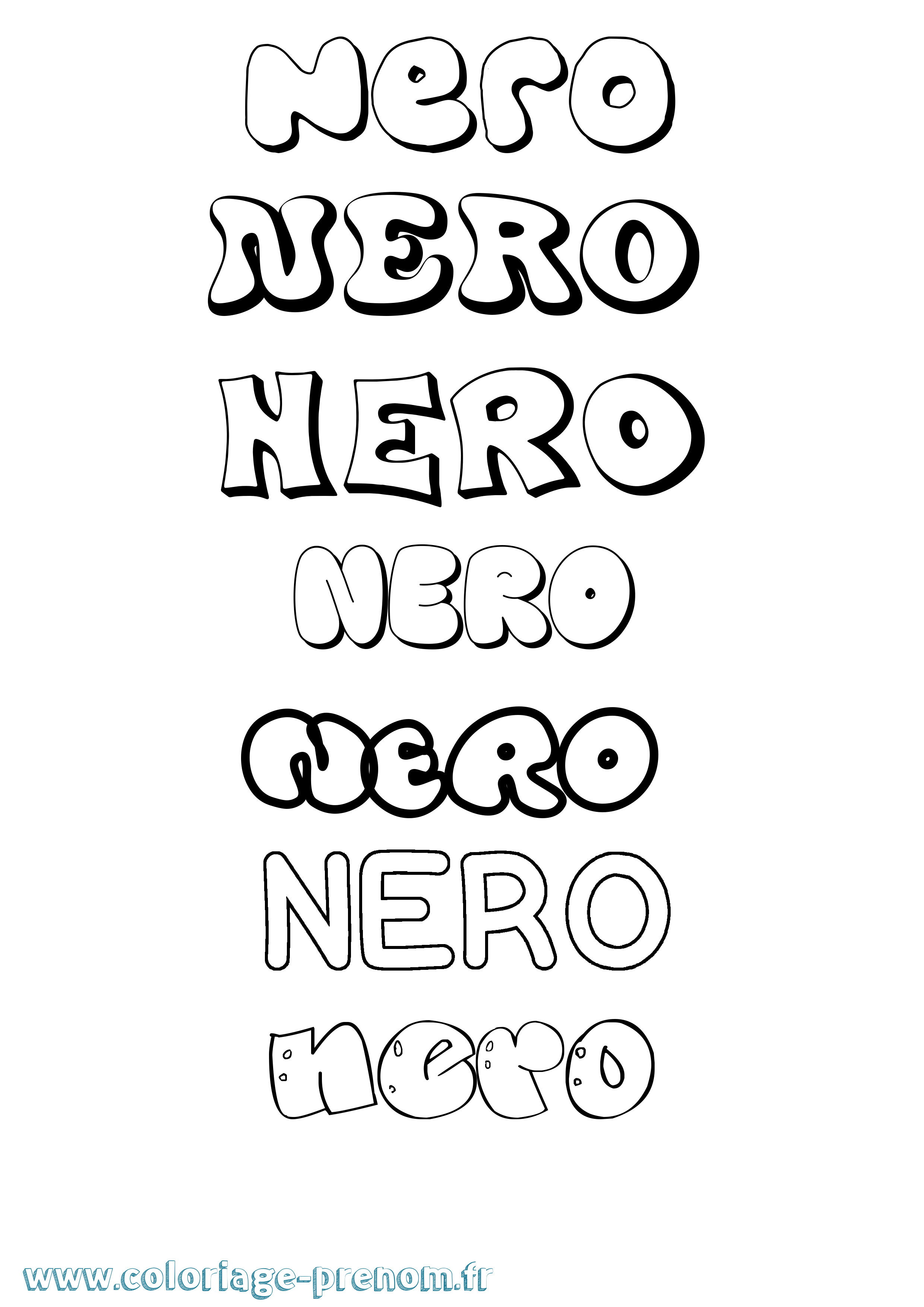 Coloriage prénom Nero Bubble