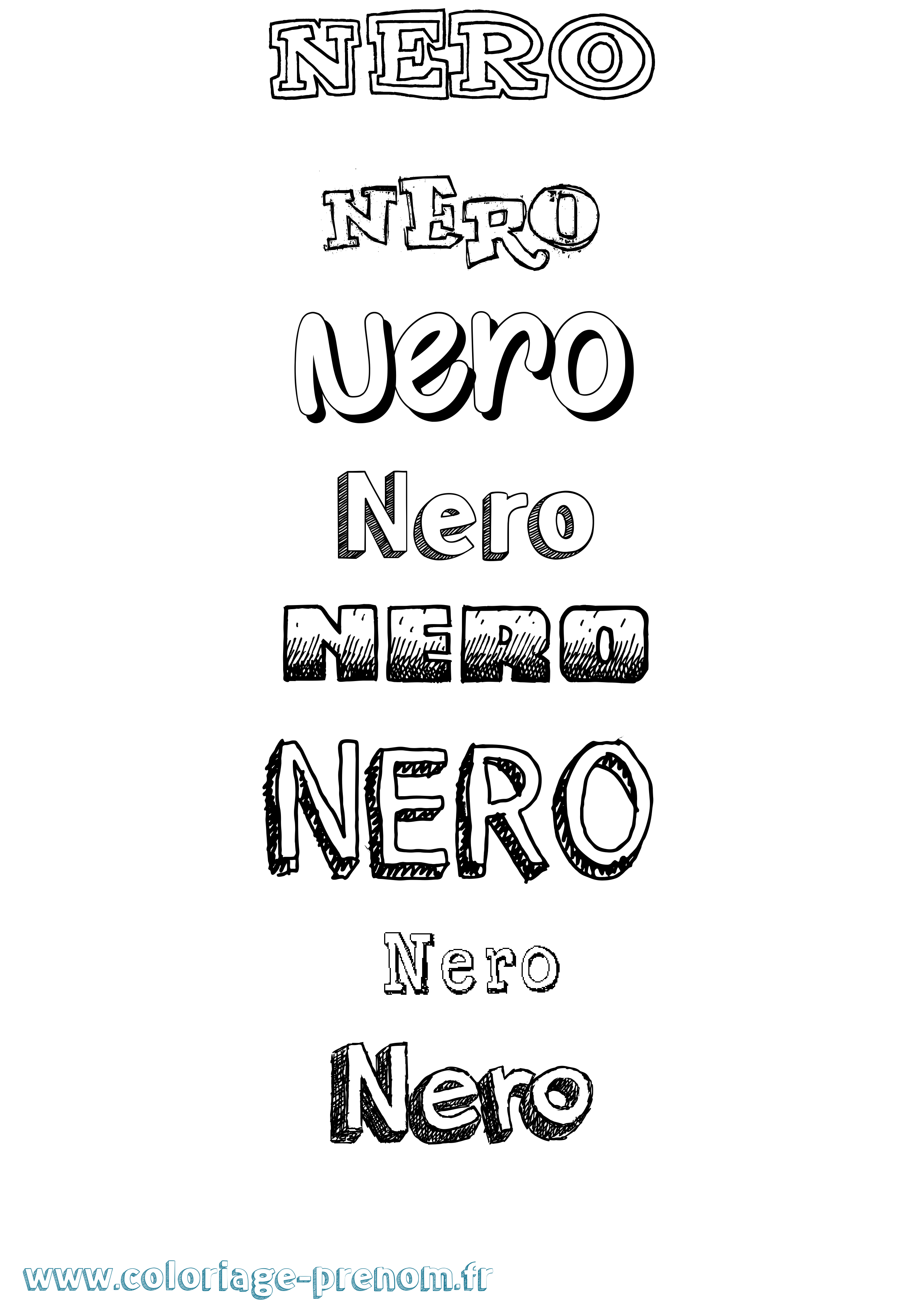 Coloriage prénom Nero Dessiné