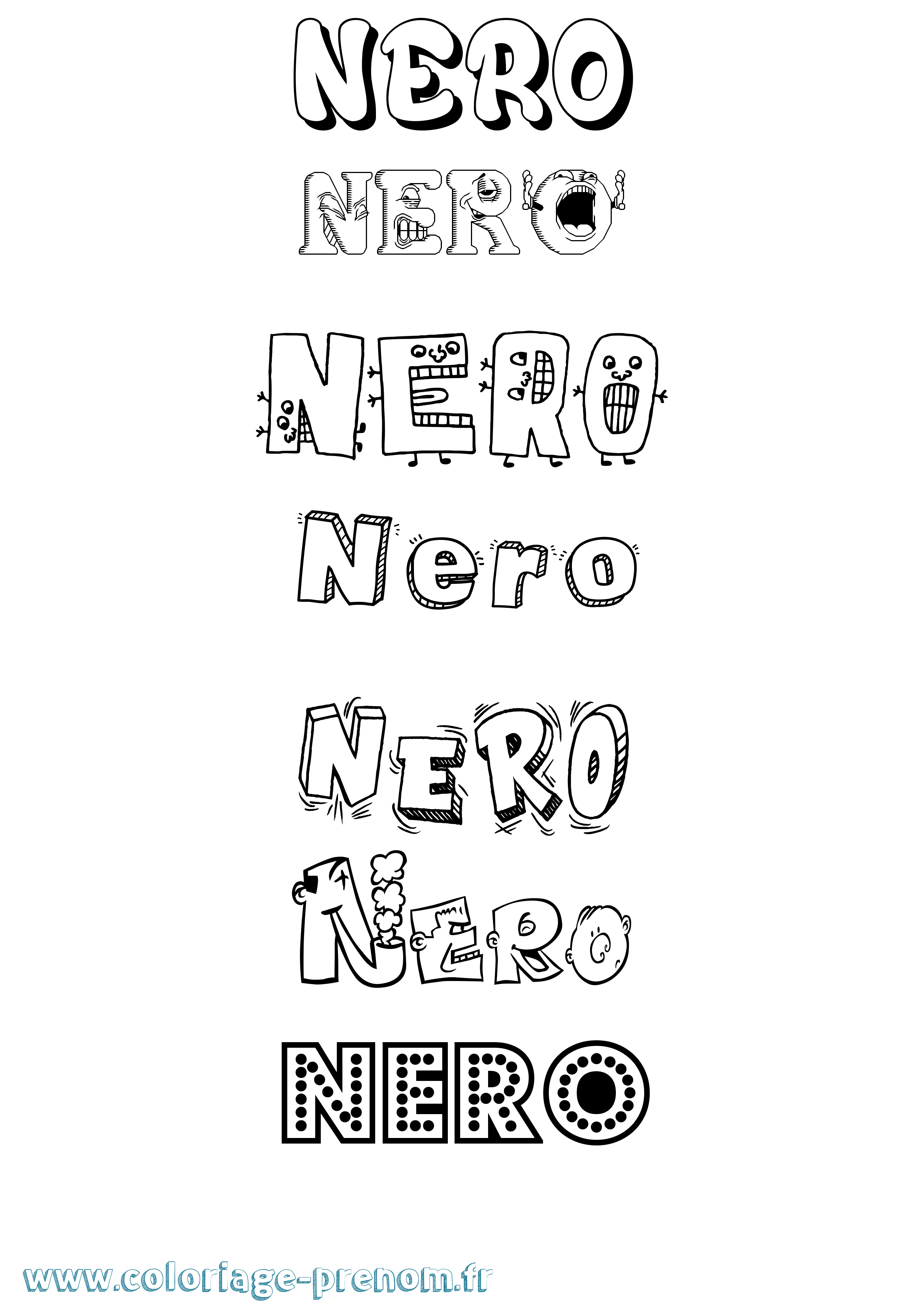 Coloriage prénom Nero Fun