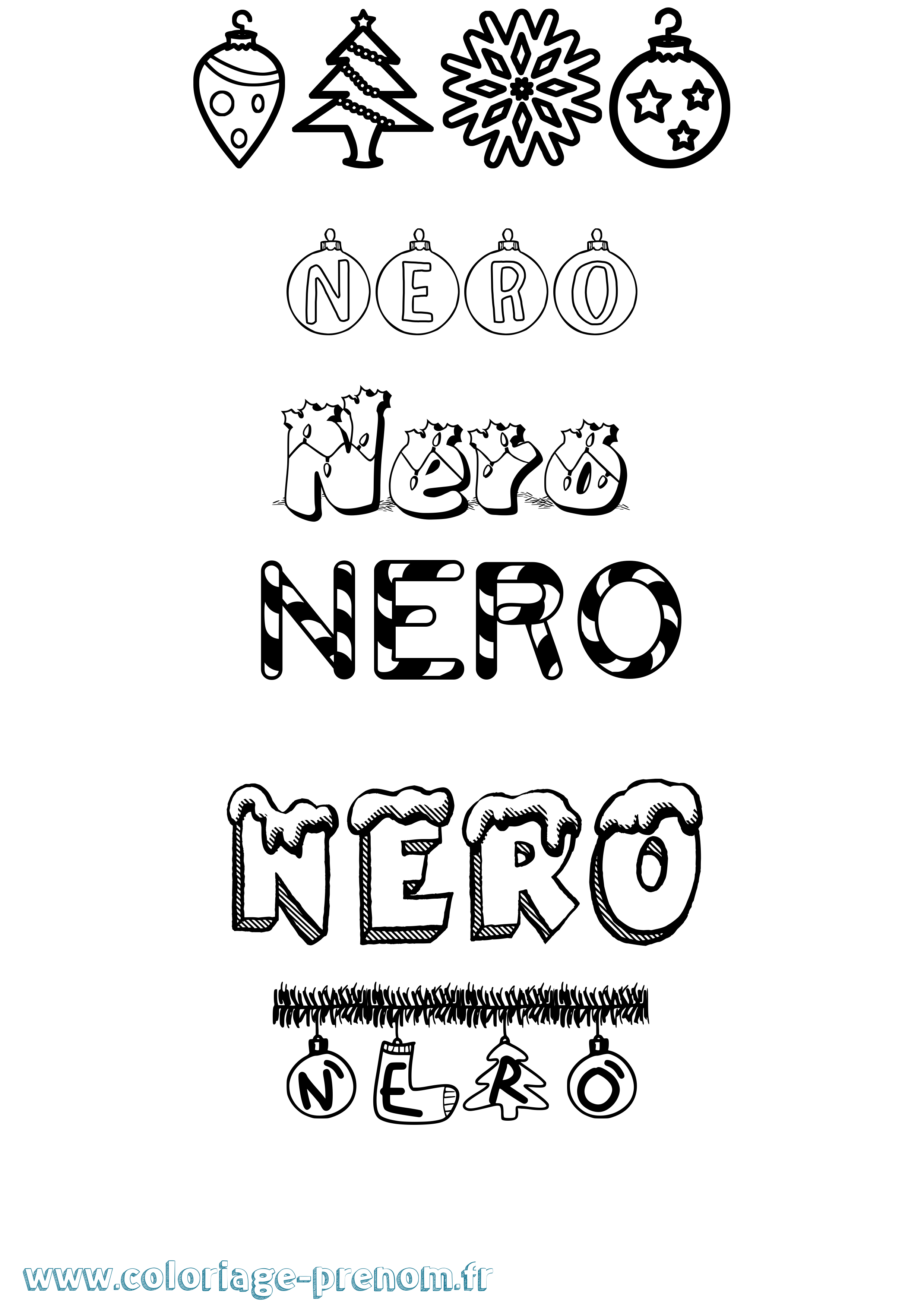 Coloriage prénom Nero Noël
