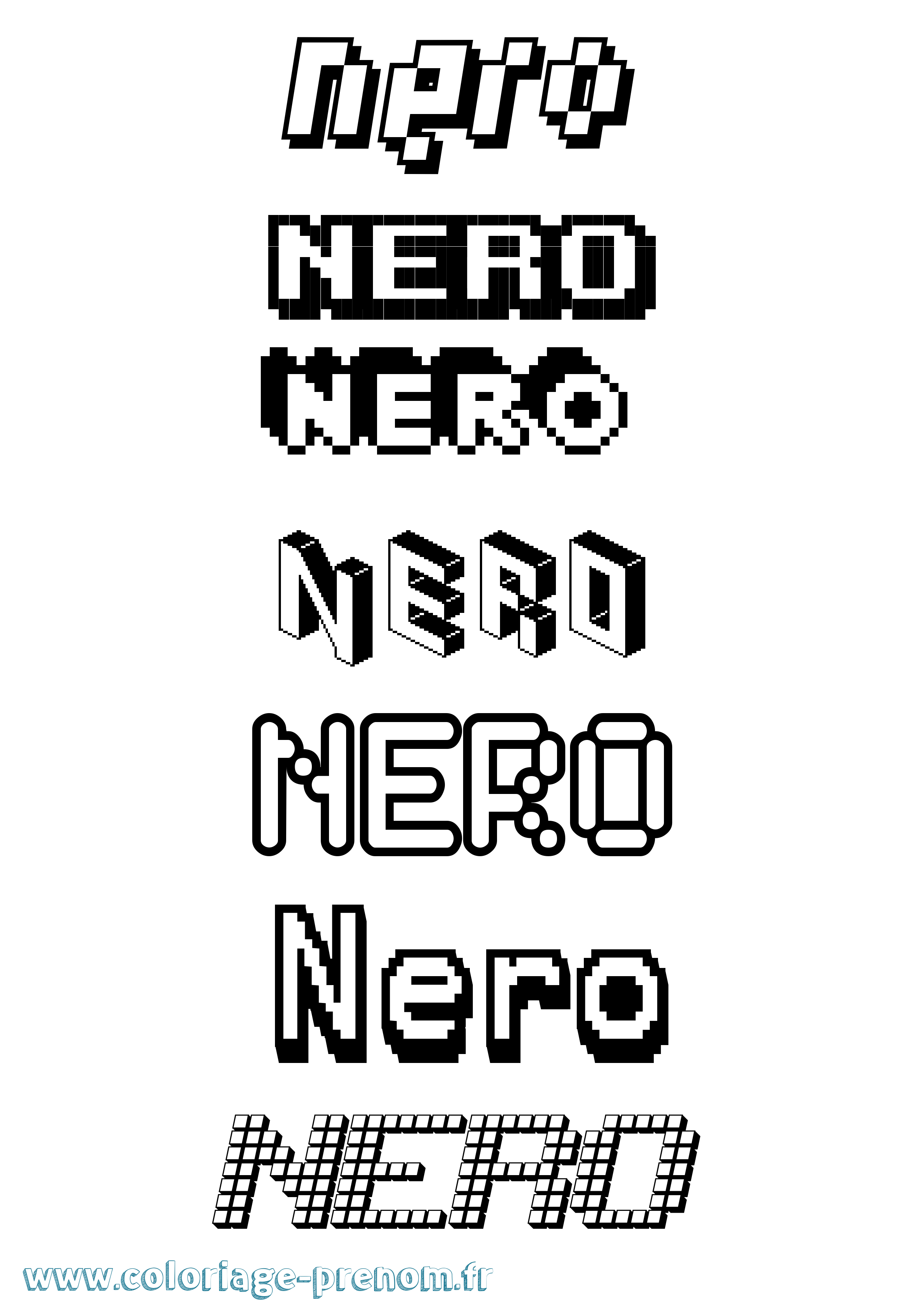 Coloriage prénom Nero Pixel