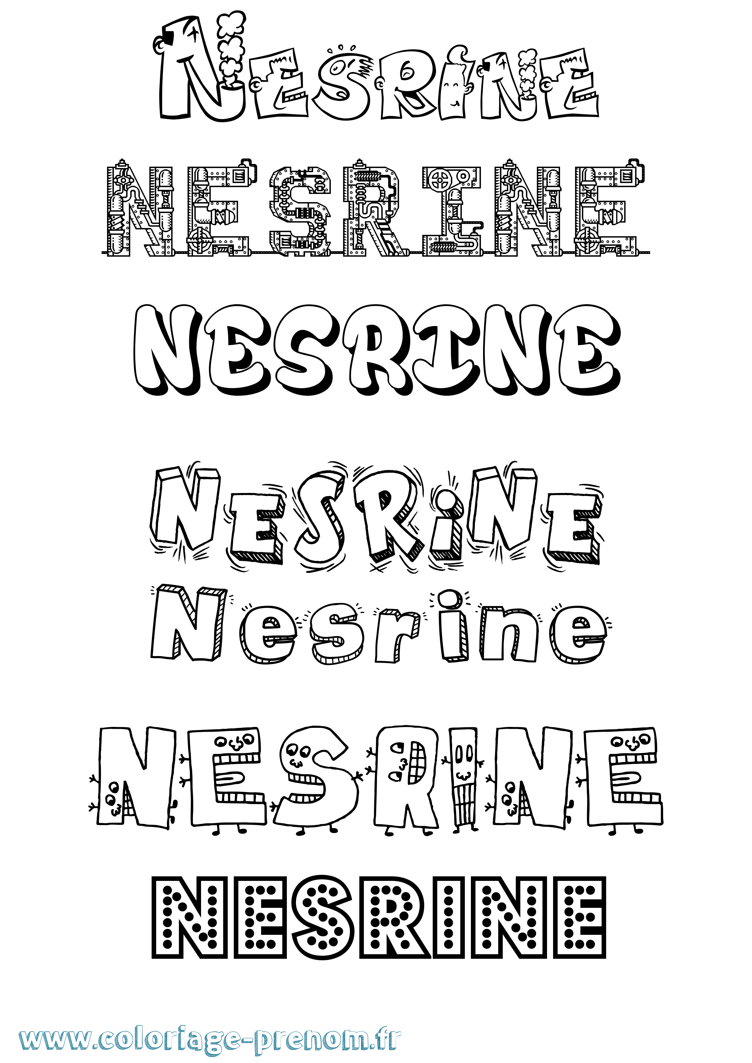 Coloriage prénom Nesrine