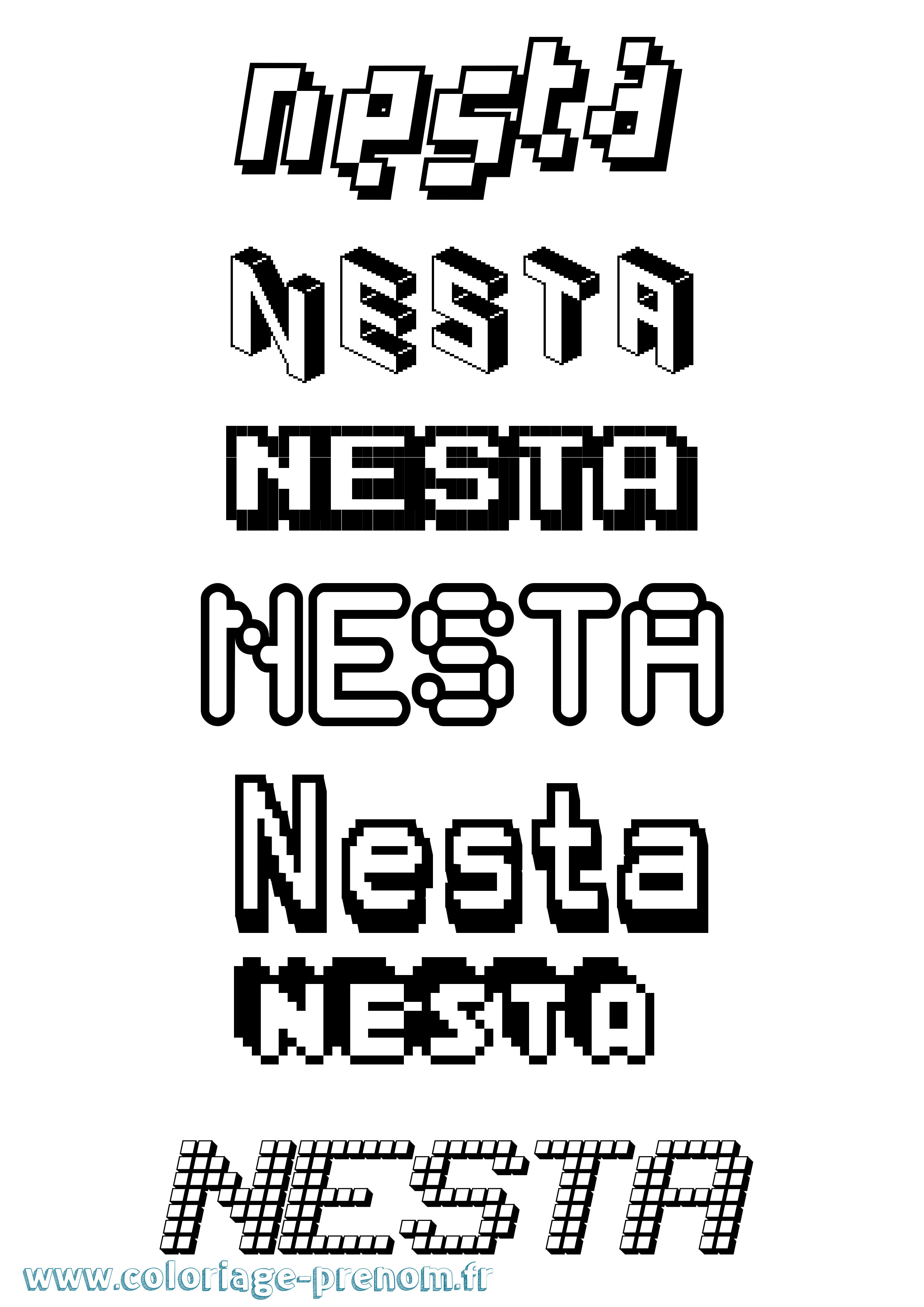 Coloriage prénom Nesta Pixel