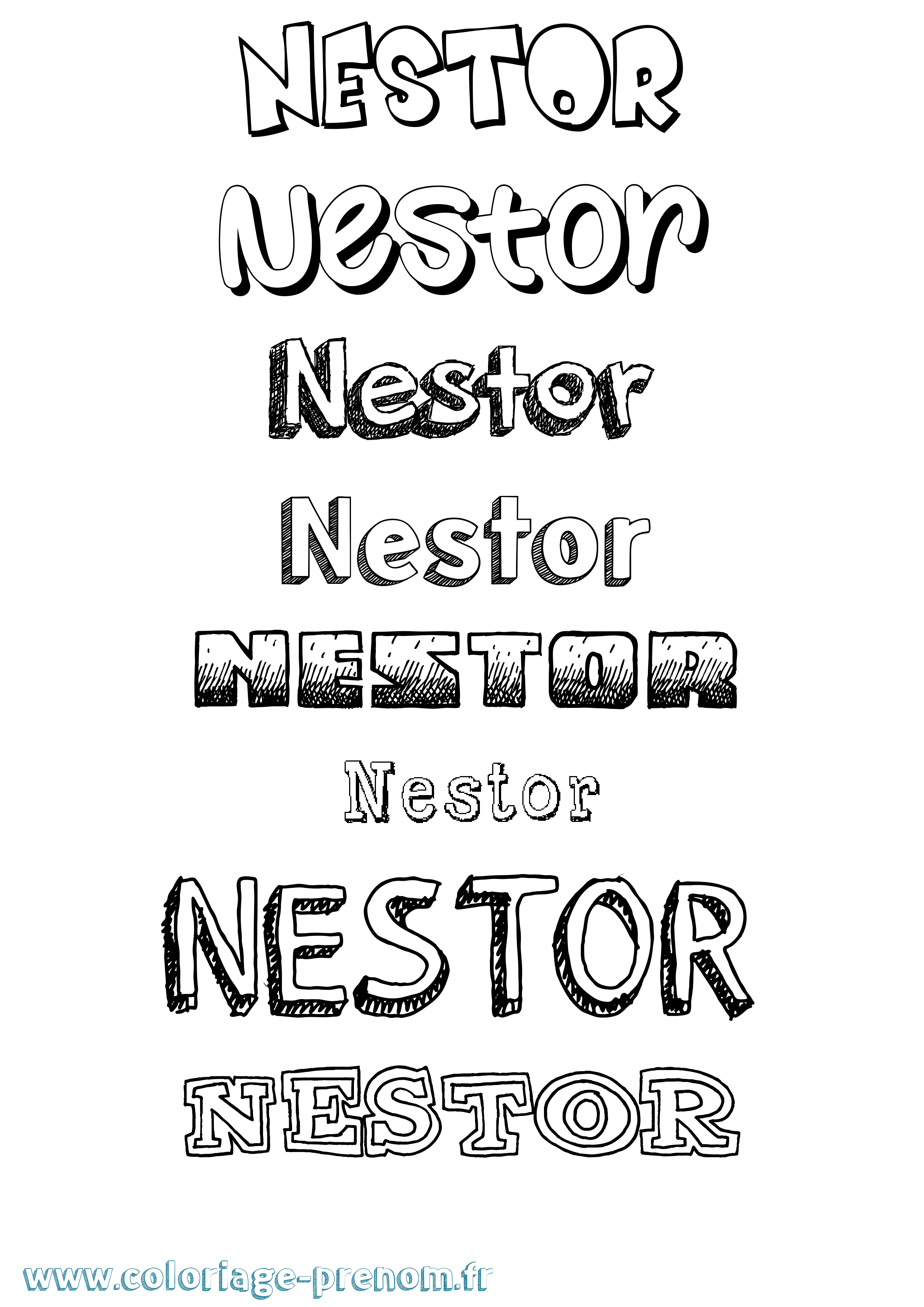 Coloriage prénom Nestor Dessiné