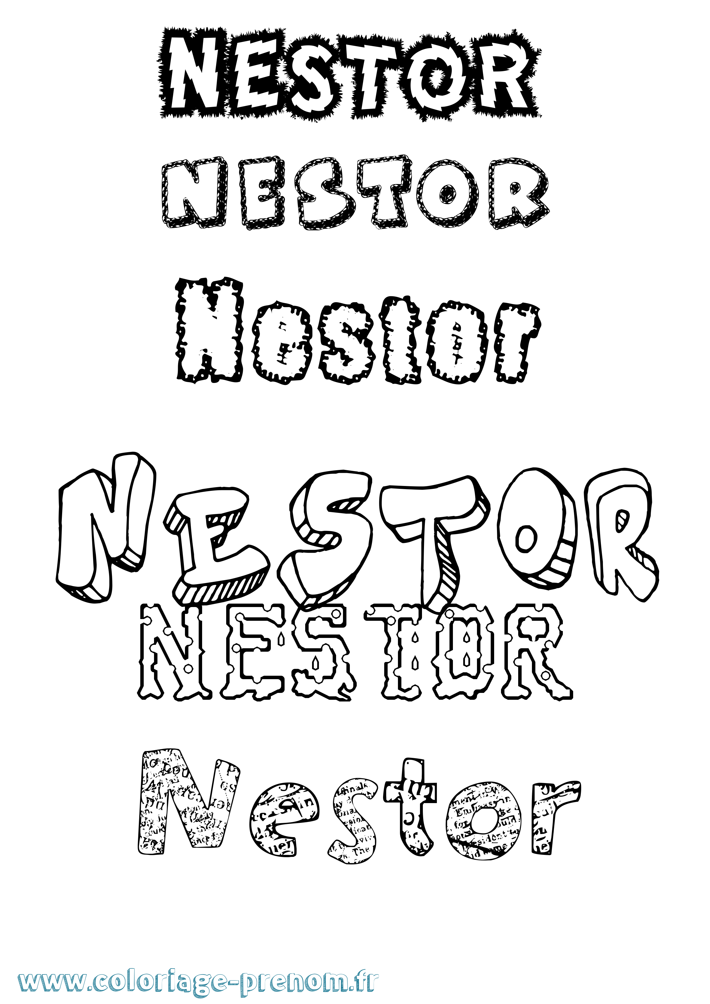 Coloriage prénom Nestor Destructuré
