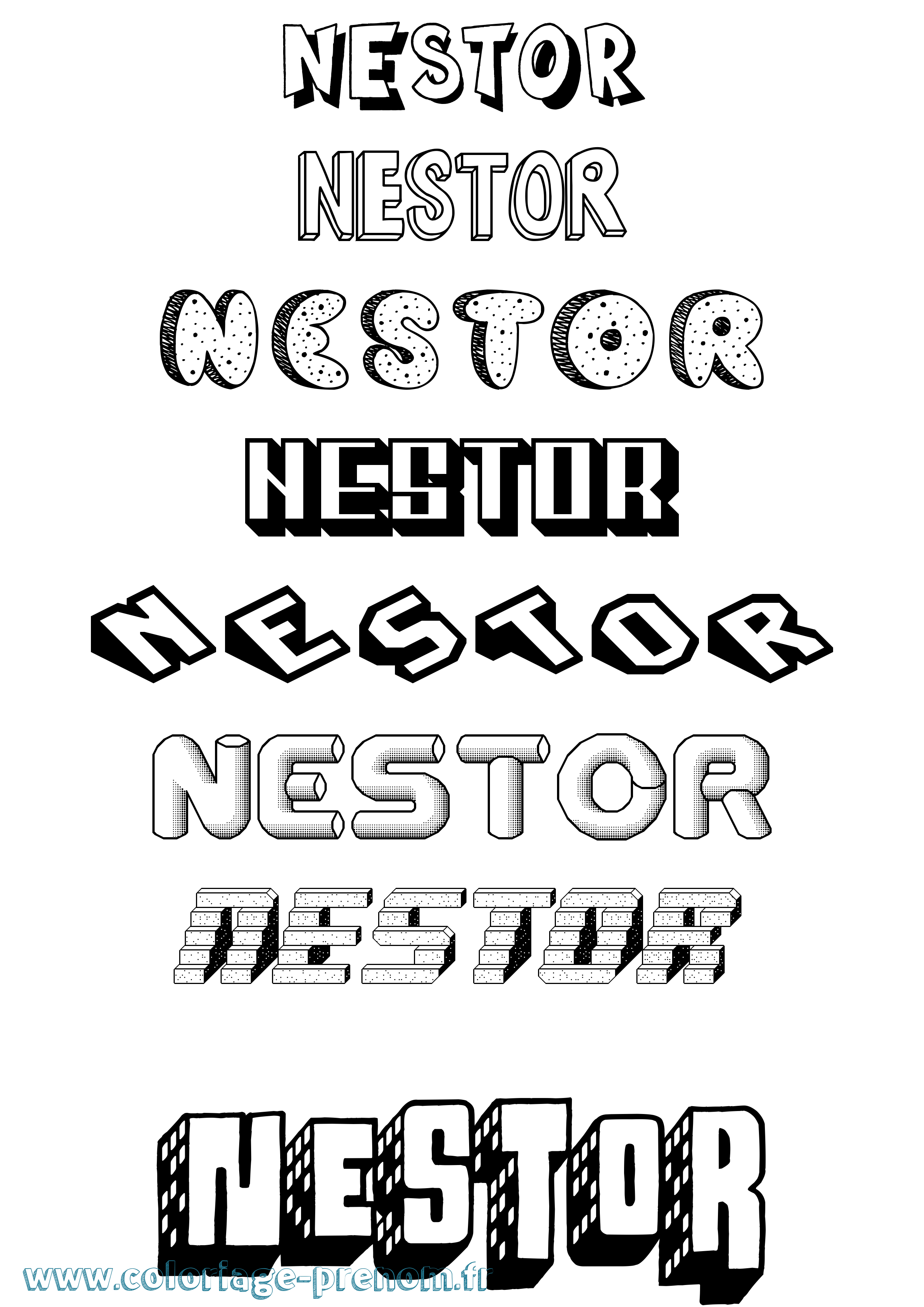 Coloriage prénom Nestor Effet 3D