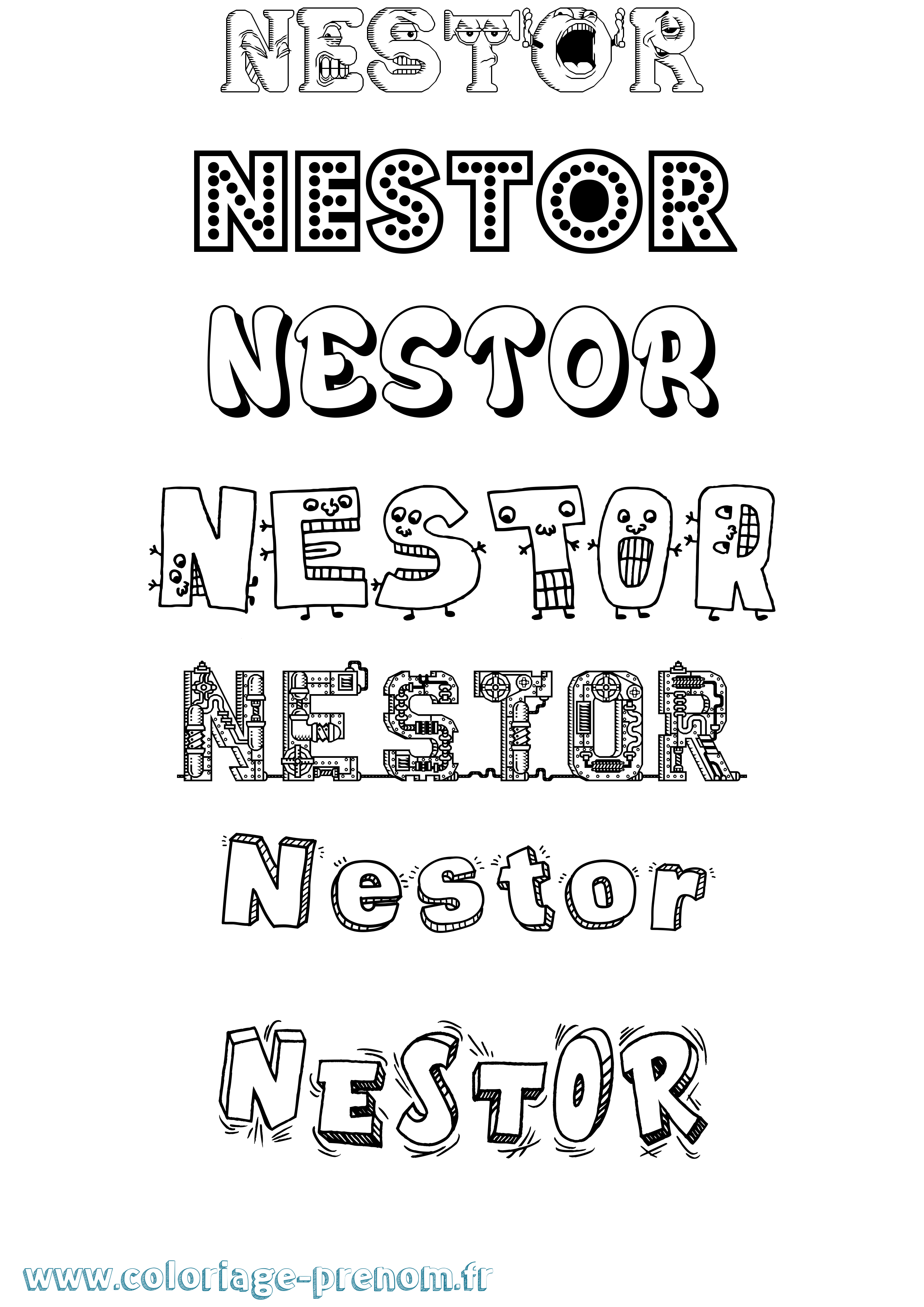 Coloriage prénom Nestor Fun