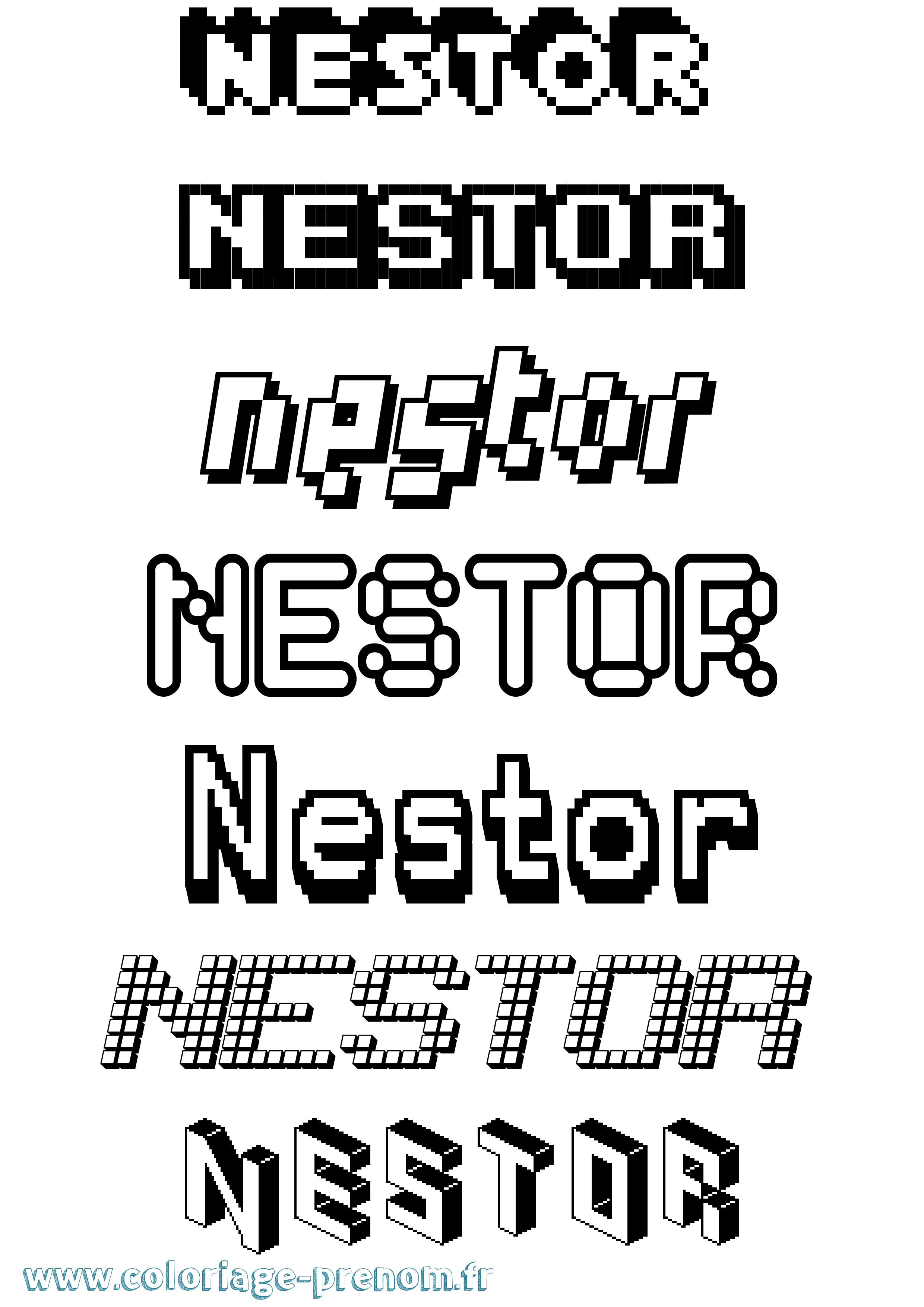 Coloriage prénom Nestor Pixel