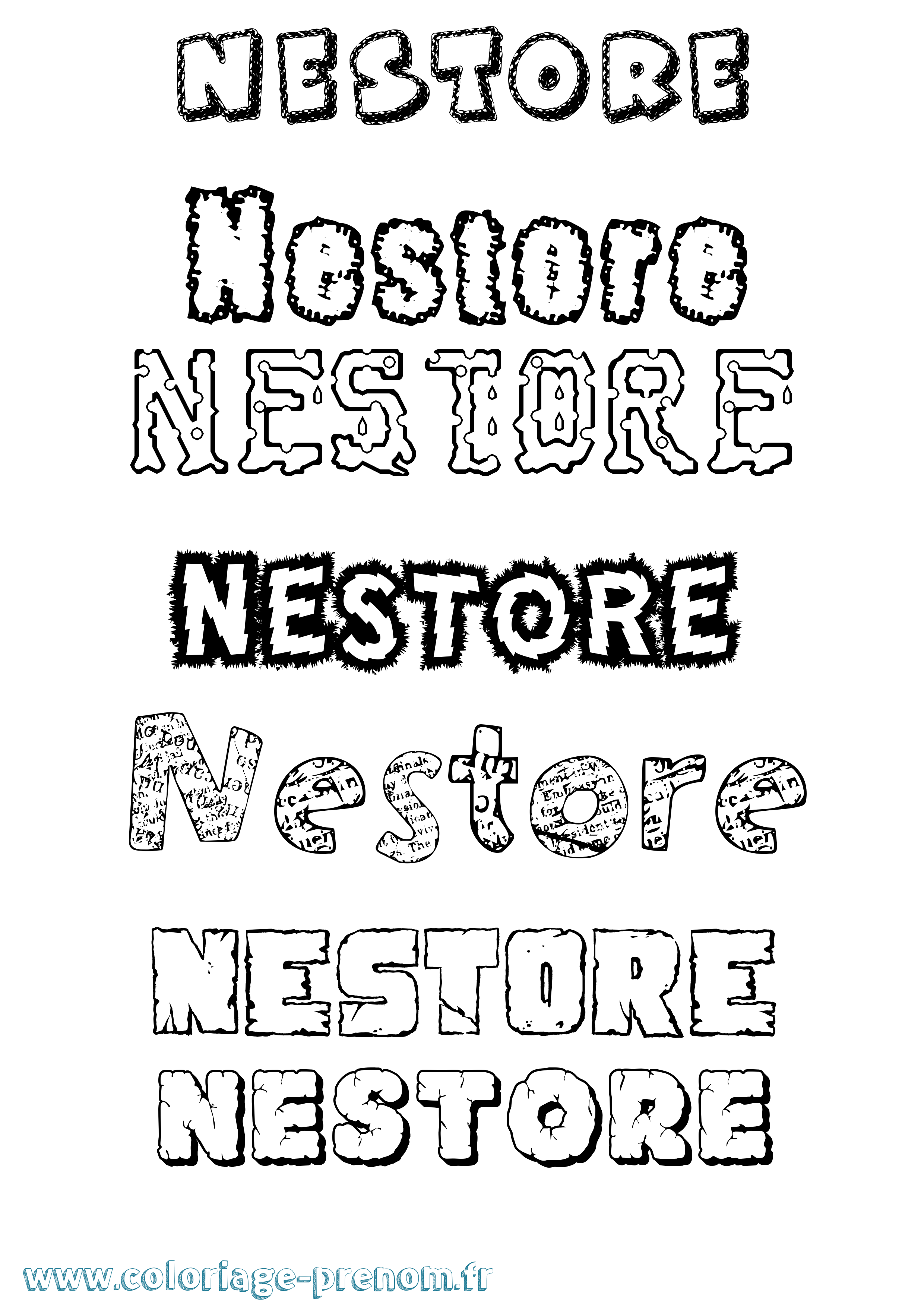 Coloriage prénom Nestore Destructuré