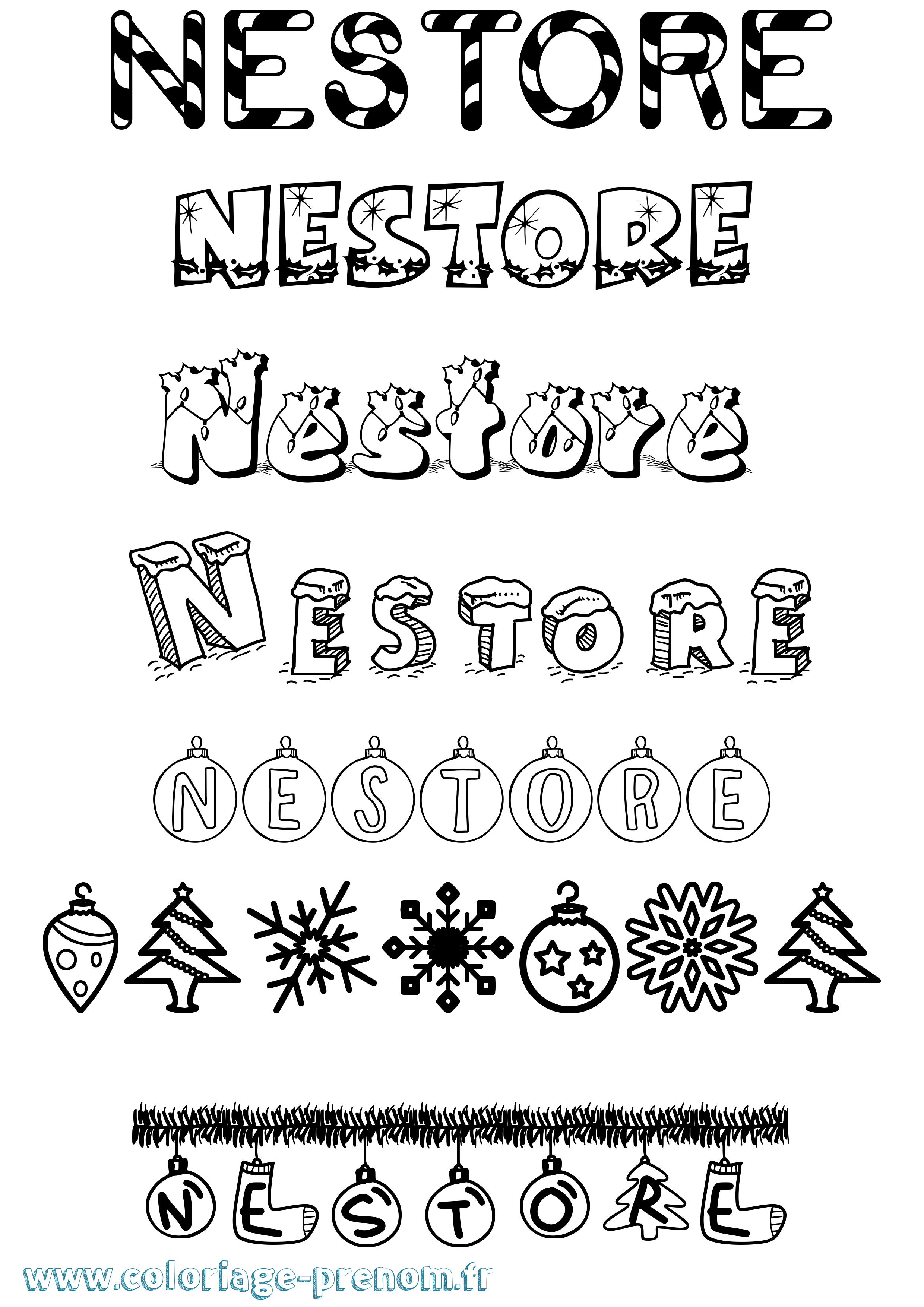 Coloriage prénom Nestore Noël
