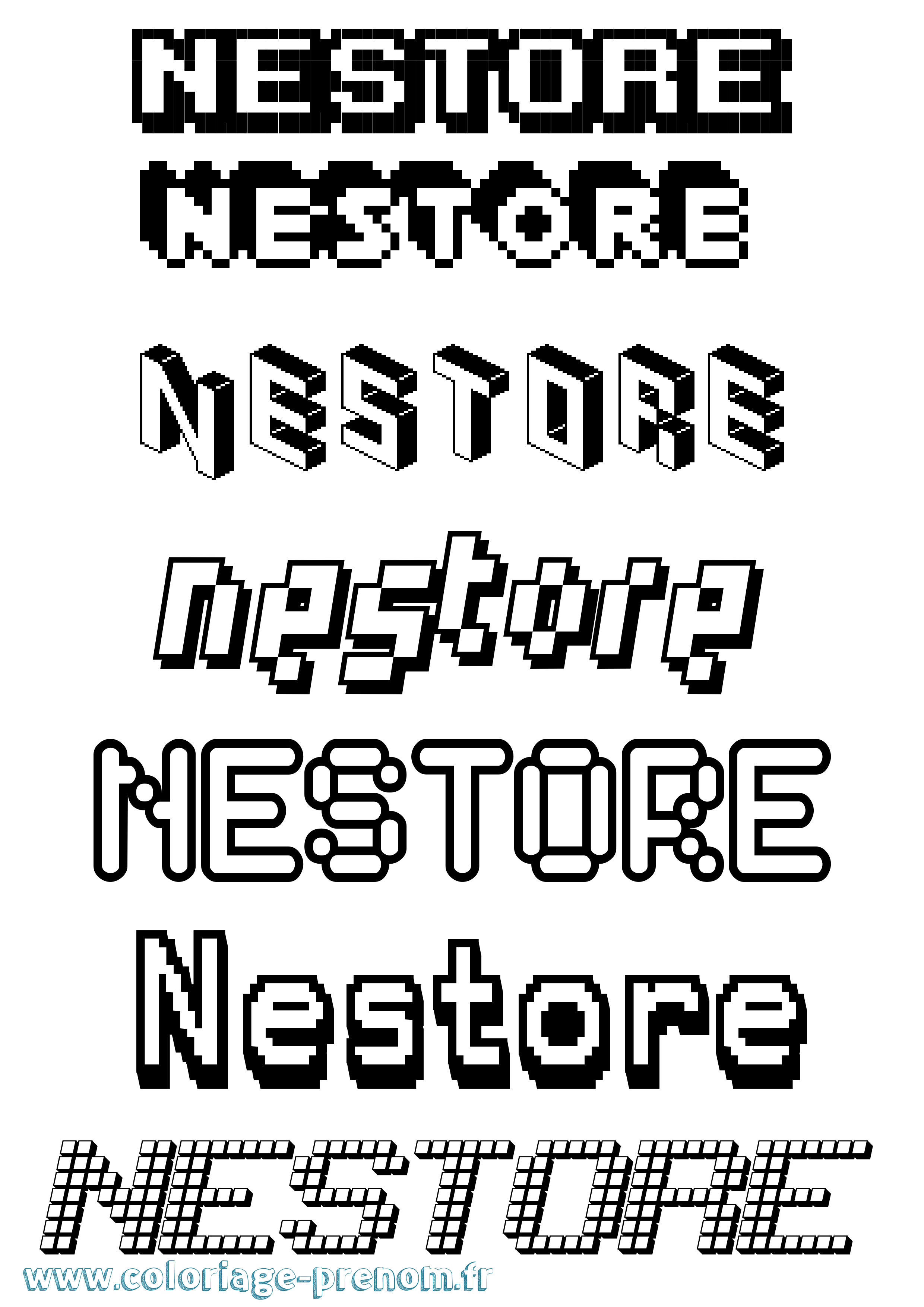 Coloriage prénom Nestore Pixel
