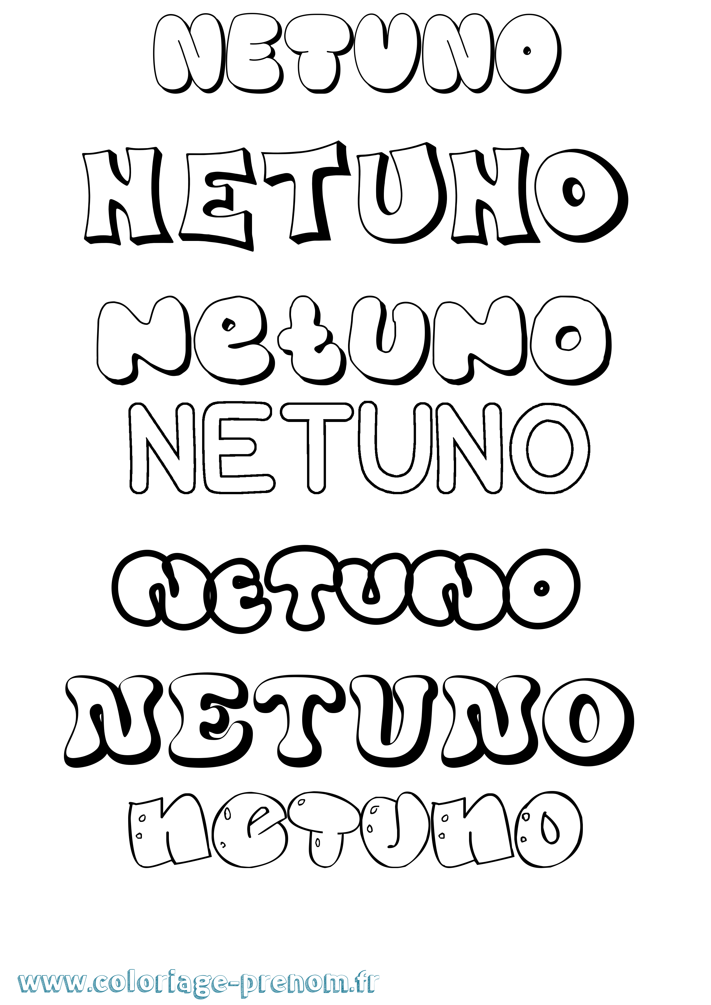 Coloriage prénom Netuno Bubble